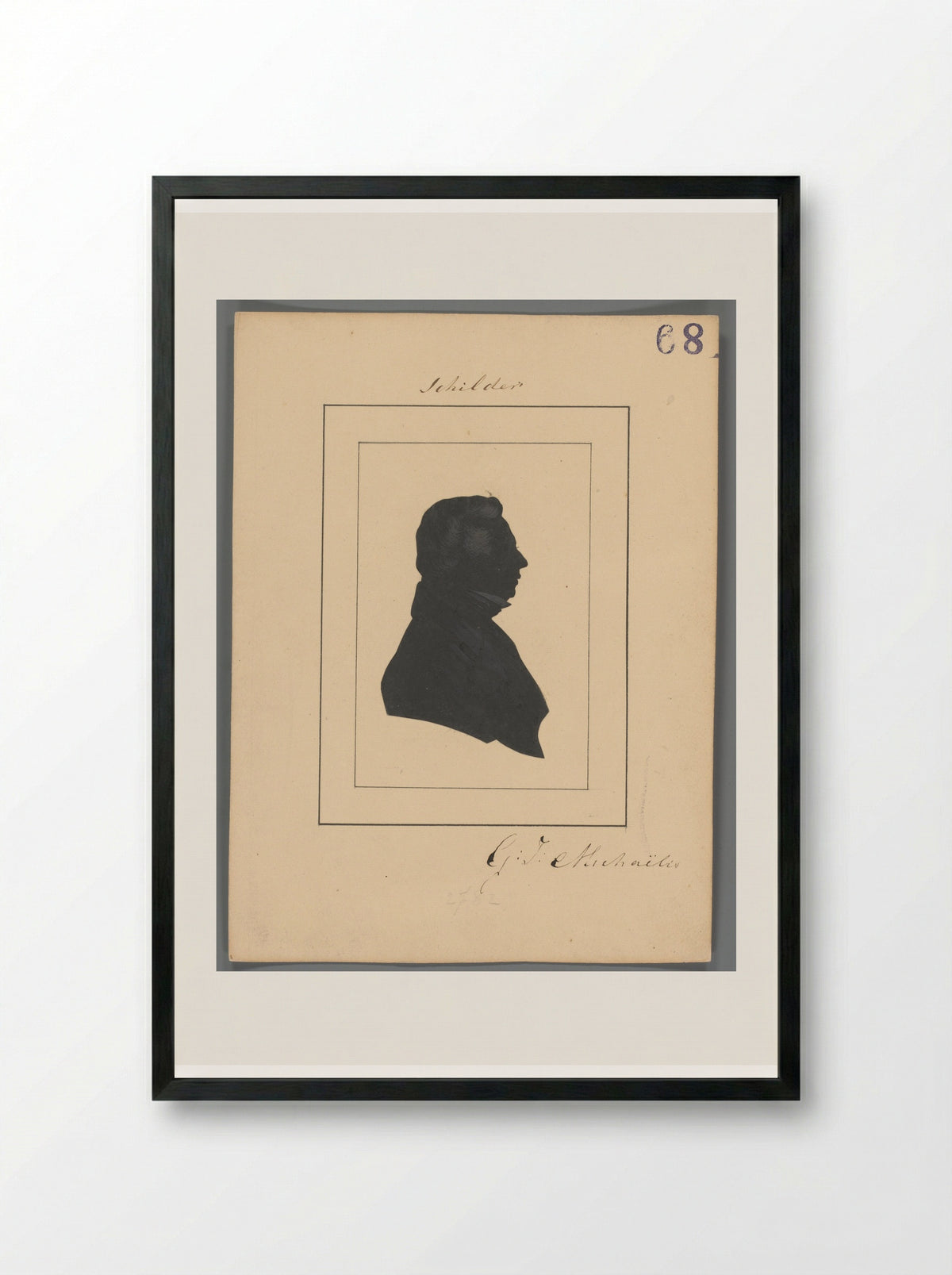 Silhouetportret van Gerrit Jan Michaëlis - Elisabeth Alida Haanen - Framed Print Black