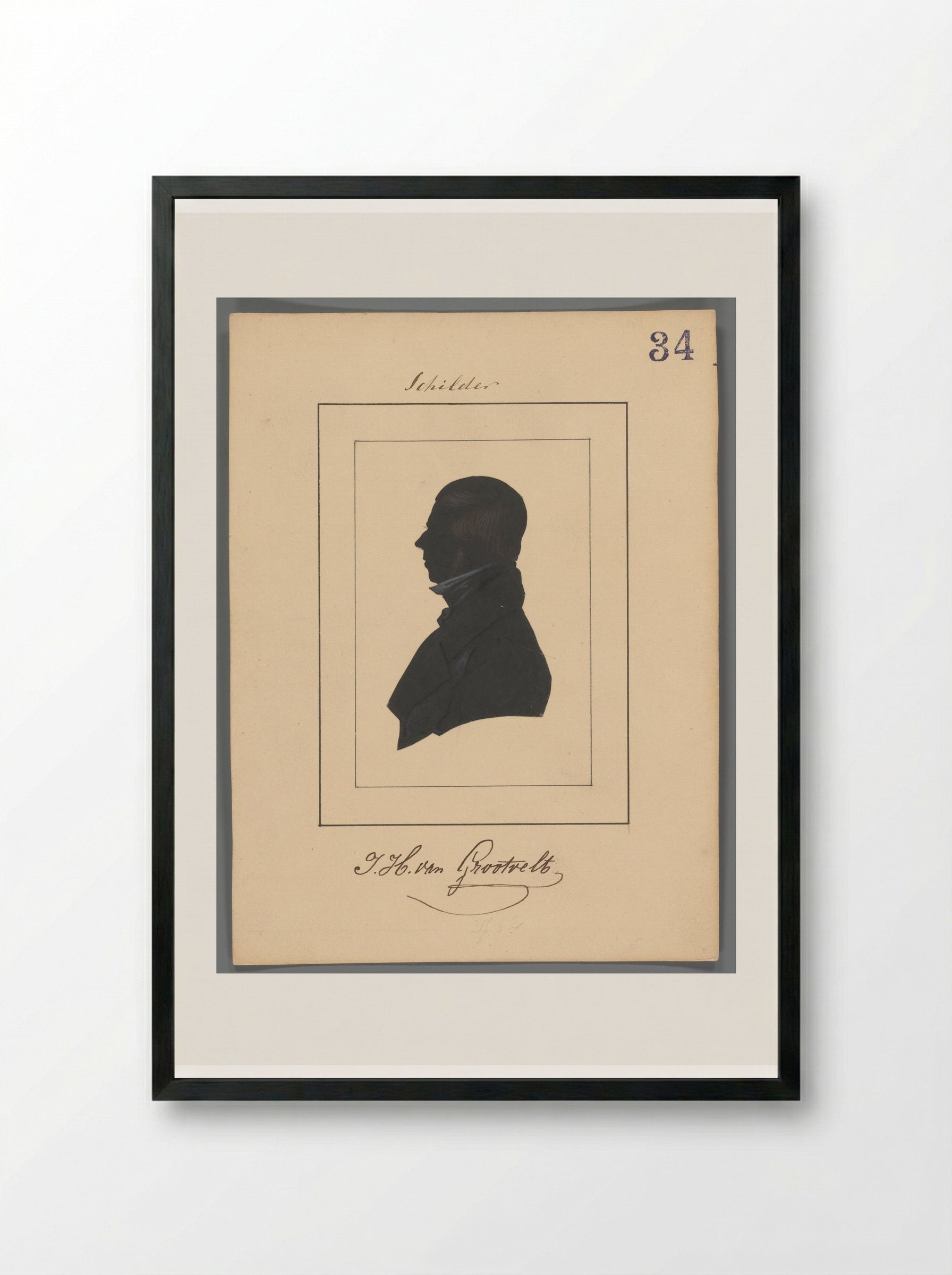 Silhouetportret van Jan Hendrik van Grootvelt - Elisabeth Alida Haanen - Framed Print Black