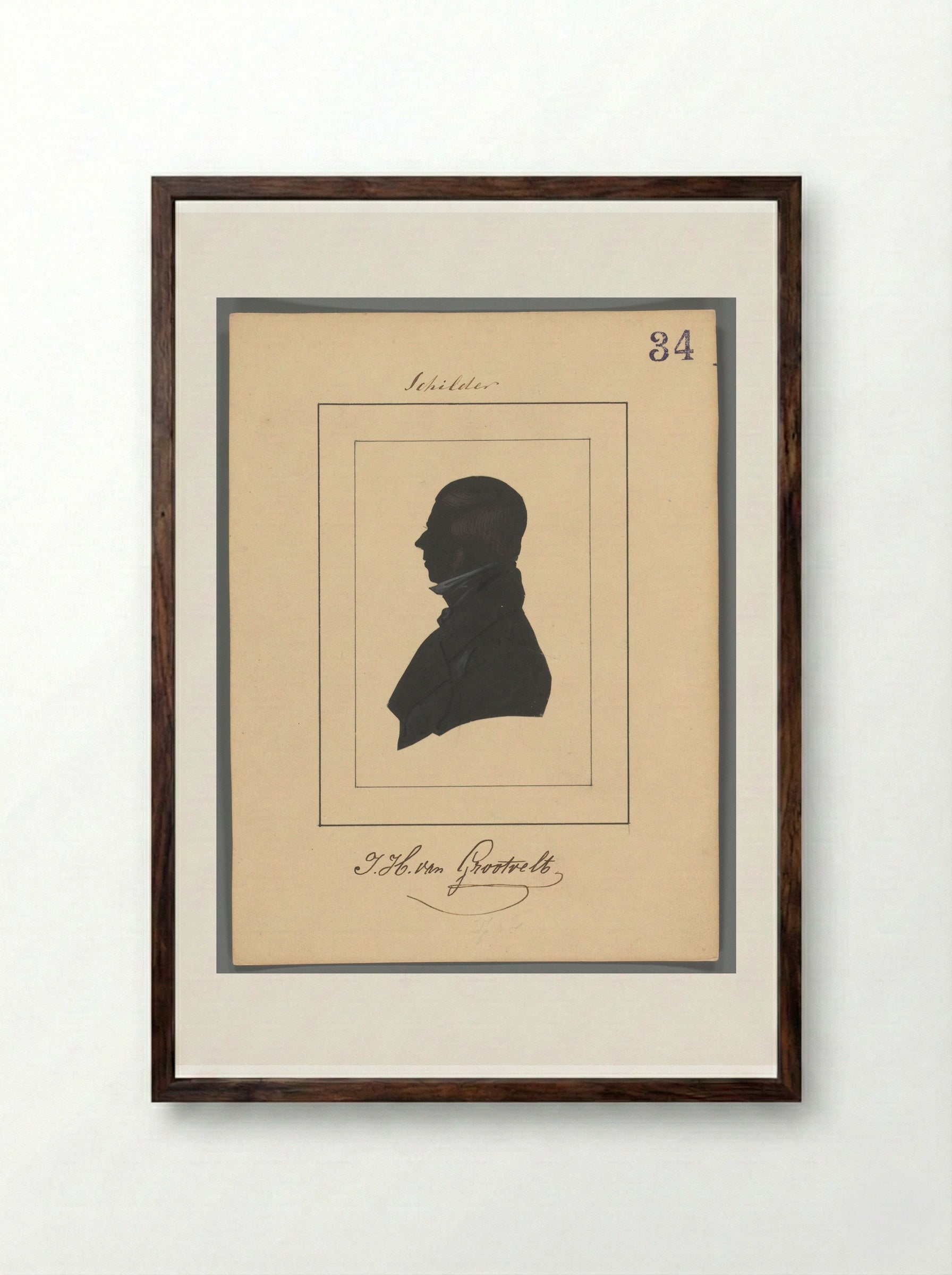 Silhouetportret van Jan Hendrik van Grootvelt - Elisabeth Alida Haanen - Framed Print Dark Wood