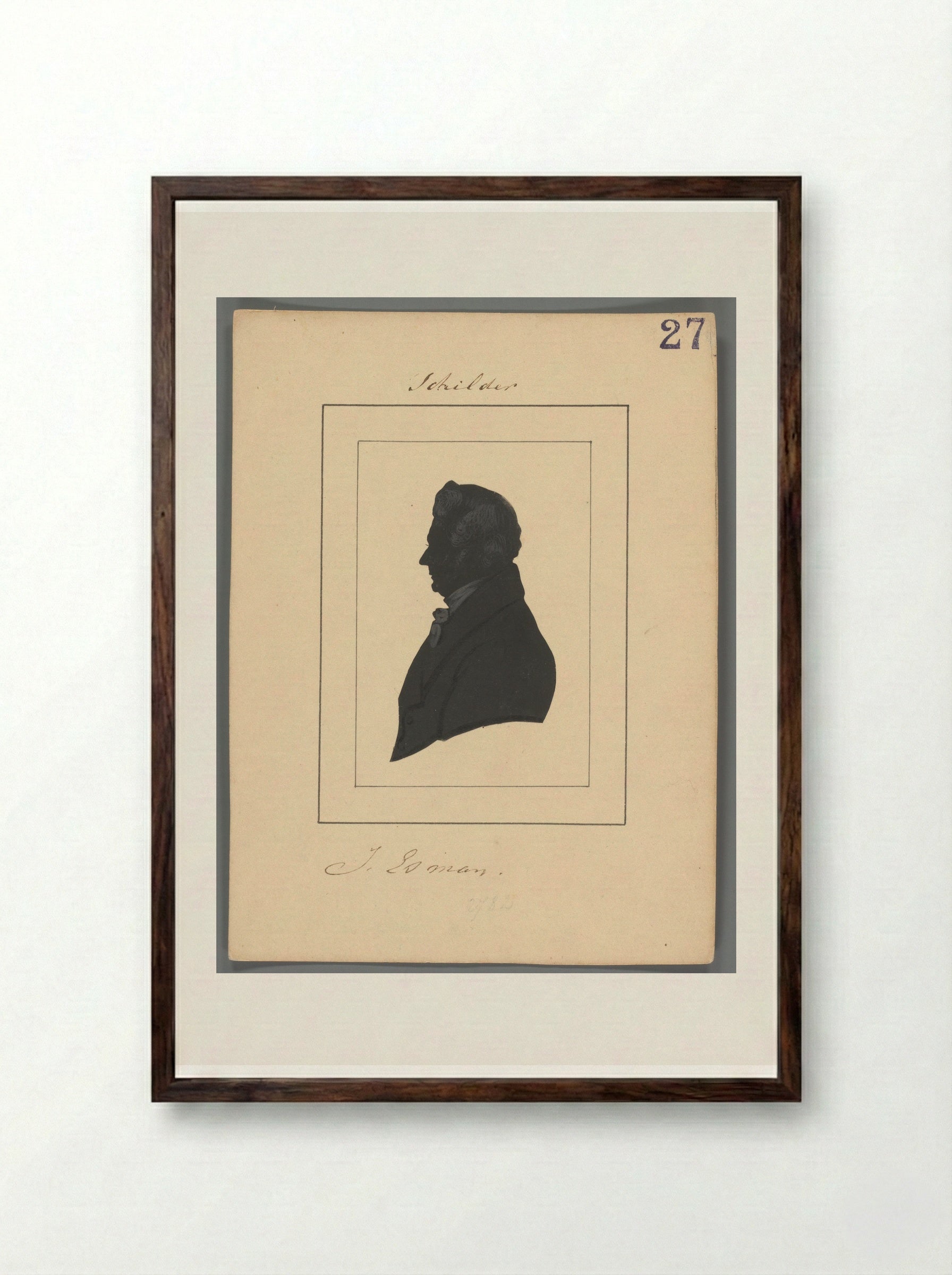 Silhouetportret van Joannes Esman - Elisabeth Alida Haanen - Framed Print Dark Wood