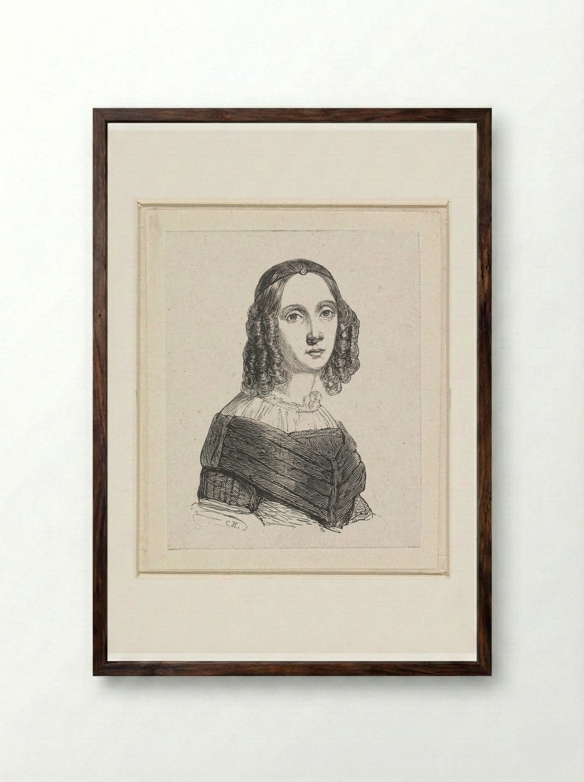 Silhouetportret van Louis Henri de Fontenay - Elisabeth Alida Haanen - Framed Print Dark Wood