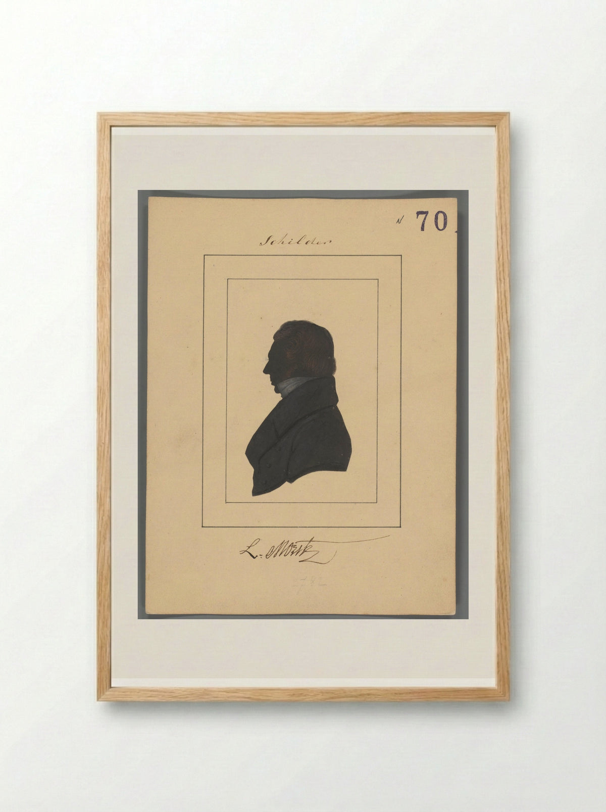 Silhouetportret van Louis Moritz - Elisabeth Alida Haanen - Framed Print Wood