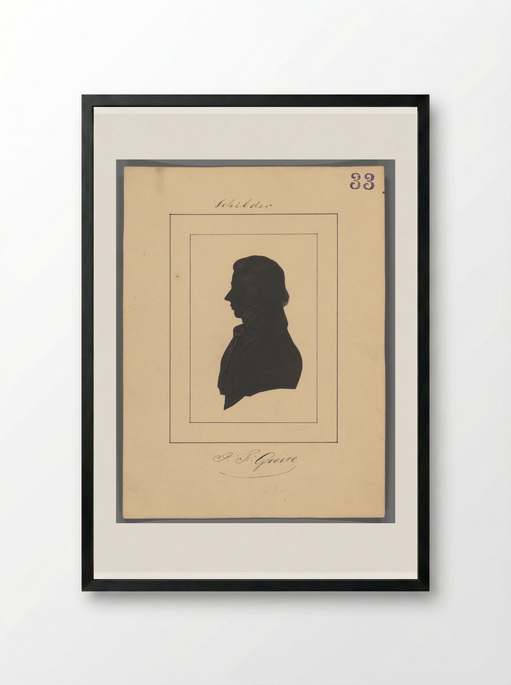 Silhouetportret van Petrus Franciscus Greive - Elisabeth Alida Haanen - Framed Print Black