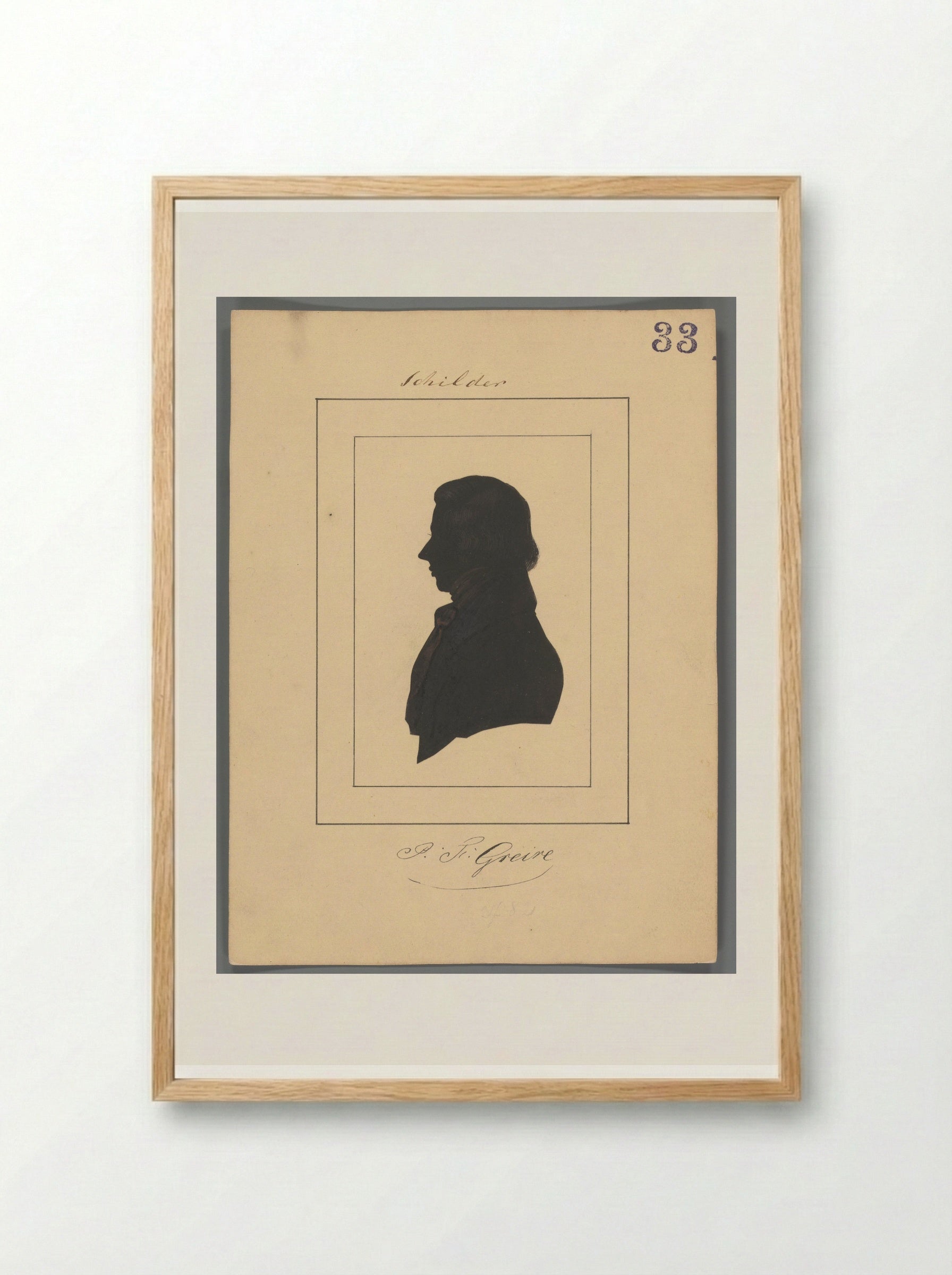 Silhouetportret van Petrus Franciscus Greive - Elisabeth Alida Haanen - Framed Print Wood