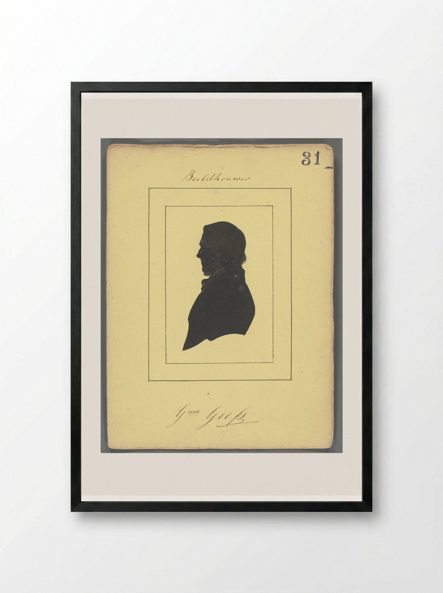 Silhouetportret van Willem Geefs - Elisabeth Alida Haanen - Framed Print Black