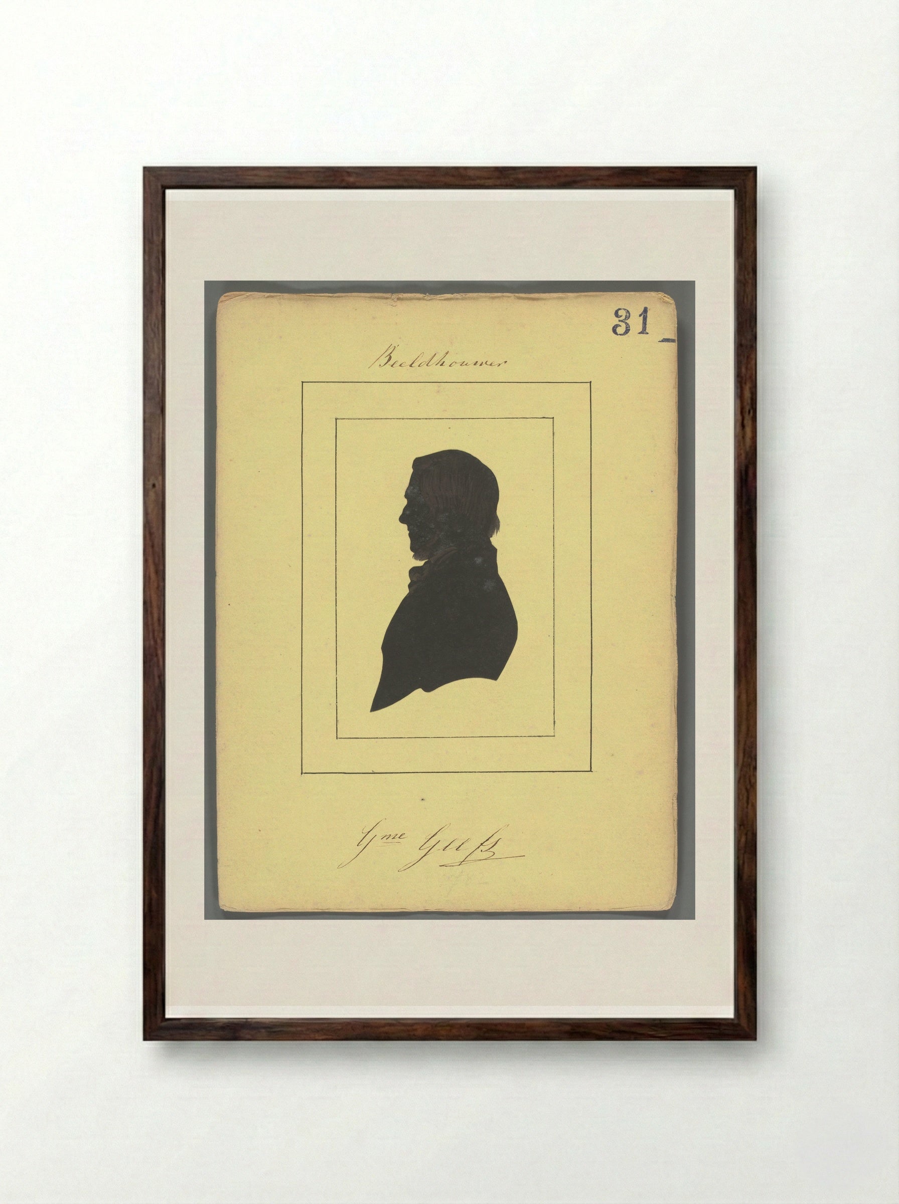 Silhouetportret van Willem Geefs - Elisabeth Alida Haanen - Framed Print Dark Wood