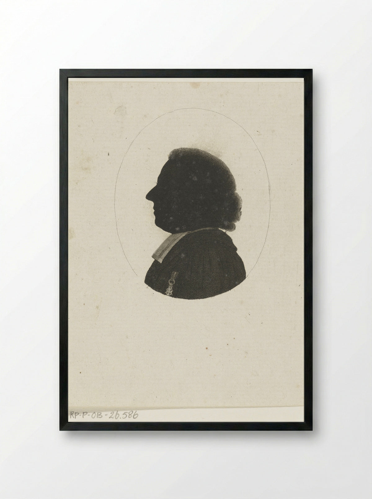 Silhouetportret van onbekende predikant - Johannes Christiaan Bendorp - Framed Print Black