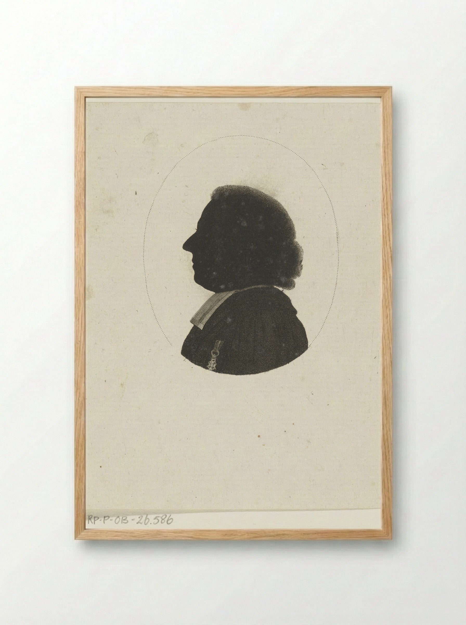 Silhouetportret van onbekende predikant - Johannes Christiaan Bendorp - Framed Print Wood