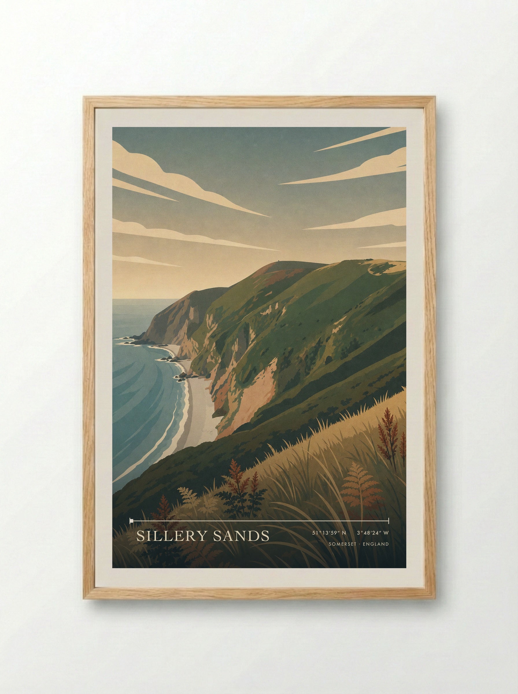 Sillery Sands Somerset England Travel Poster - Framed Print Wood