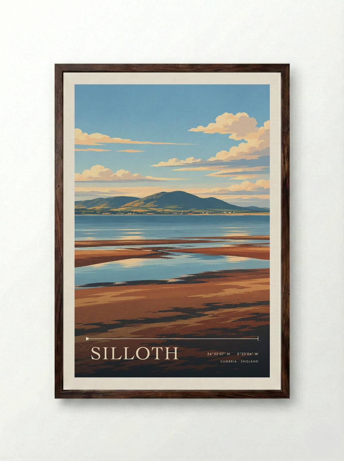 Silloth, Cumbria | Travel Poster - Framed Print Dark Wood