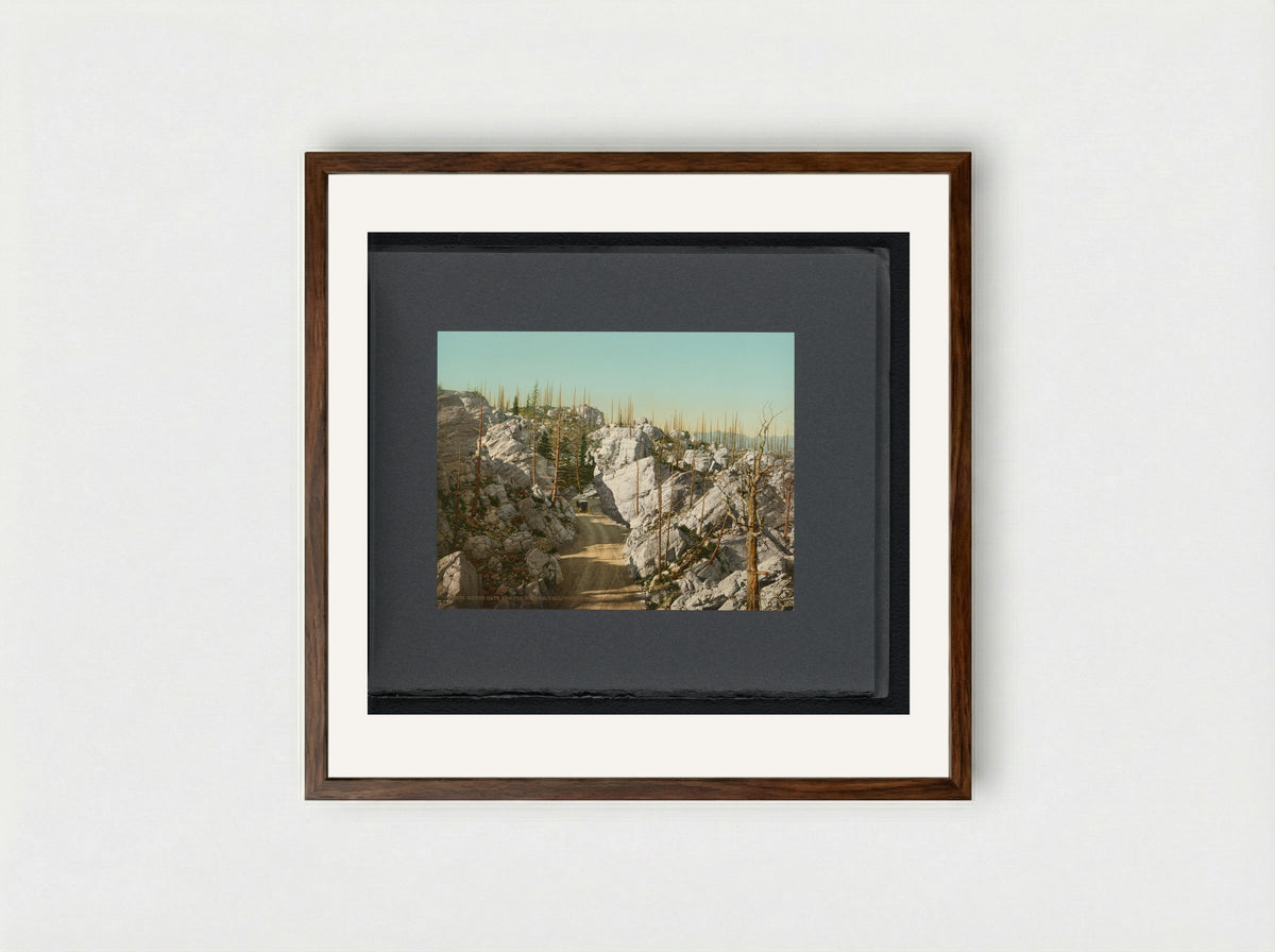 Silver Gate and the Hoodoos, Yellowstone National Park - William Henry Jackson - Framed Print Dark Wood