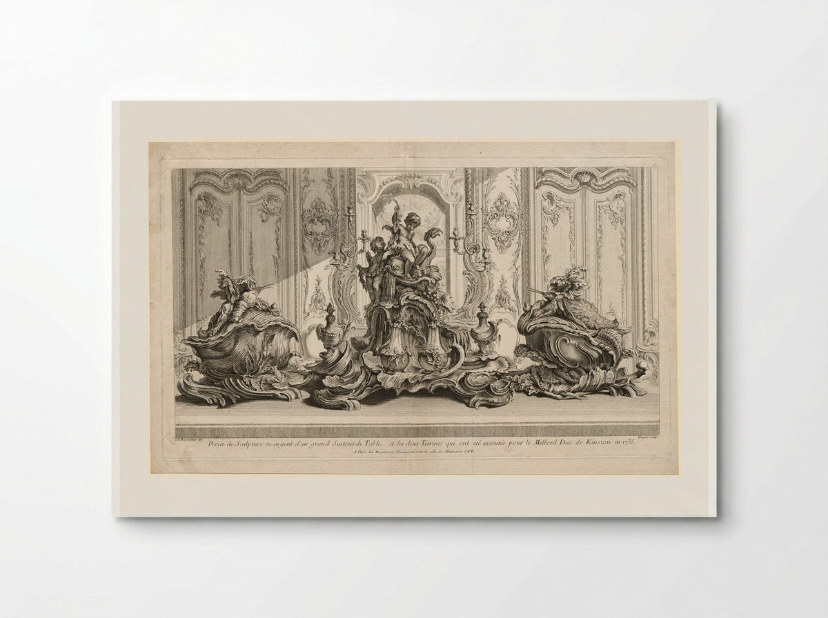 Silver Sculptural Project for a Large Centerpiece and Two Tureens - Gabriel Huquier - Poster