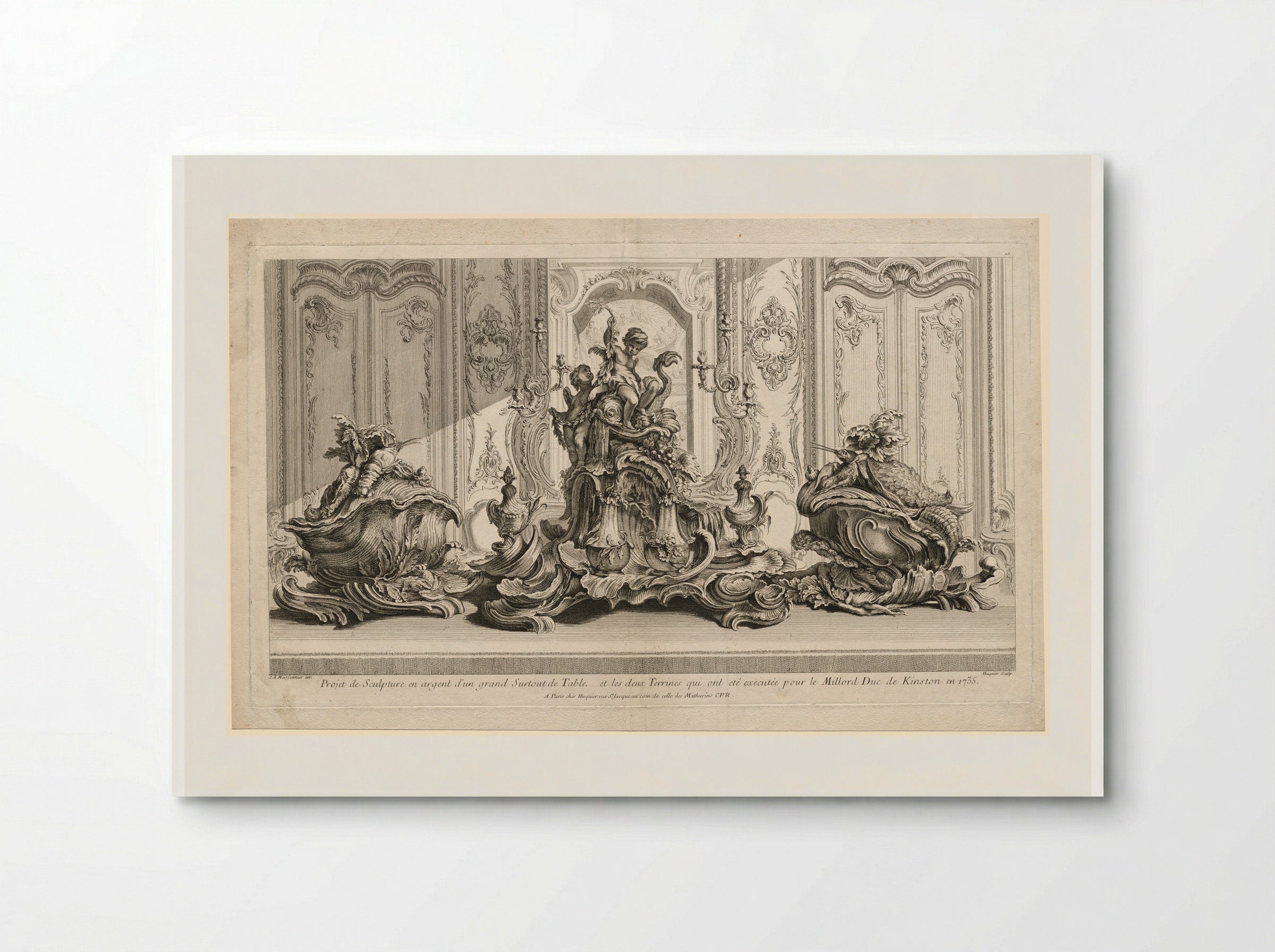 Silver Sculptural Project for a Large Centerpiece and Two Tureens - Gabriel Huquier - Poster