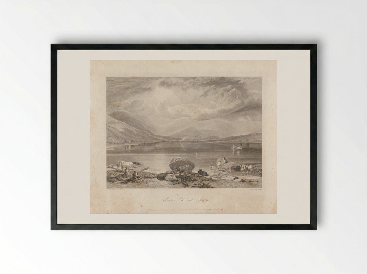 Simmer Lake near Askrig - Henry Le Keux - Framed Print Black