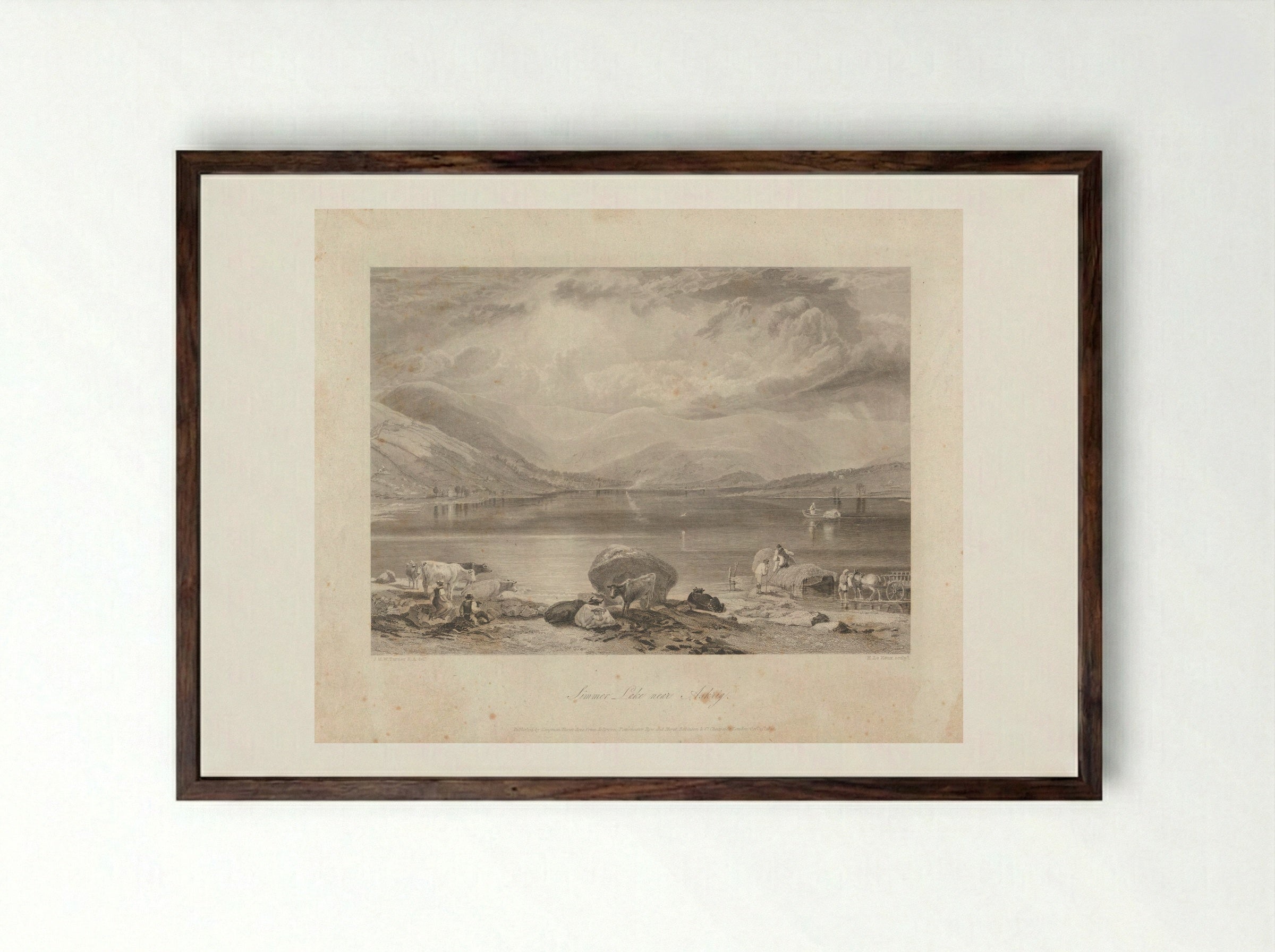 Simmer Lake near Askrig - Henry Le Keux - Framed Print Dark Wood
