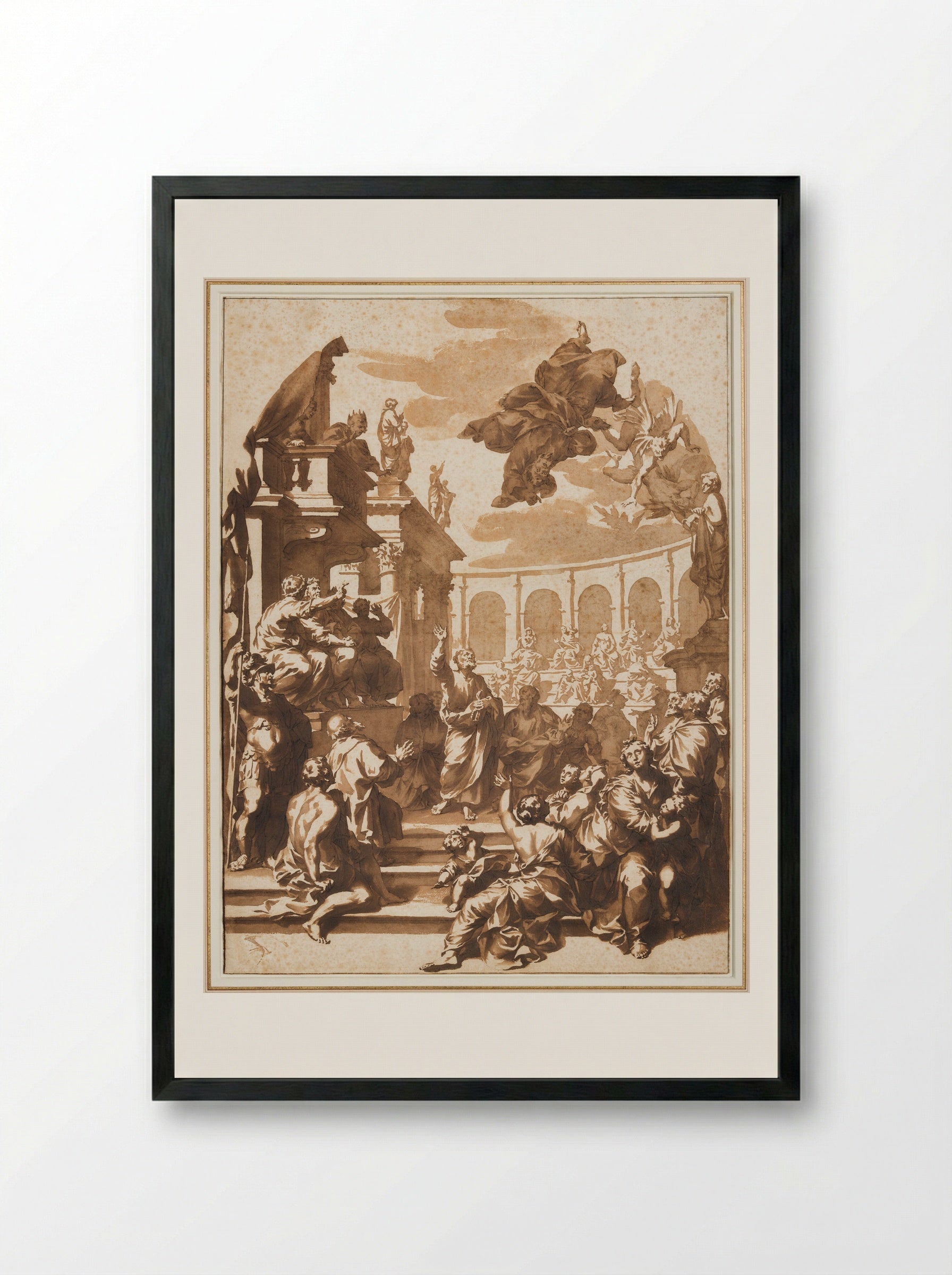 Simon Magus Rebuked by Saint Peter - Jan de Bisschop - Framed Print Black