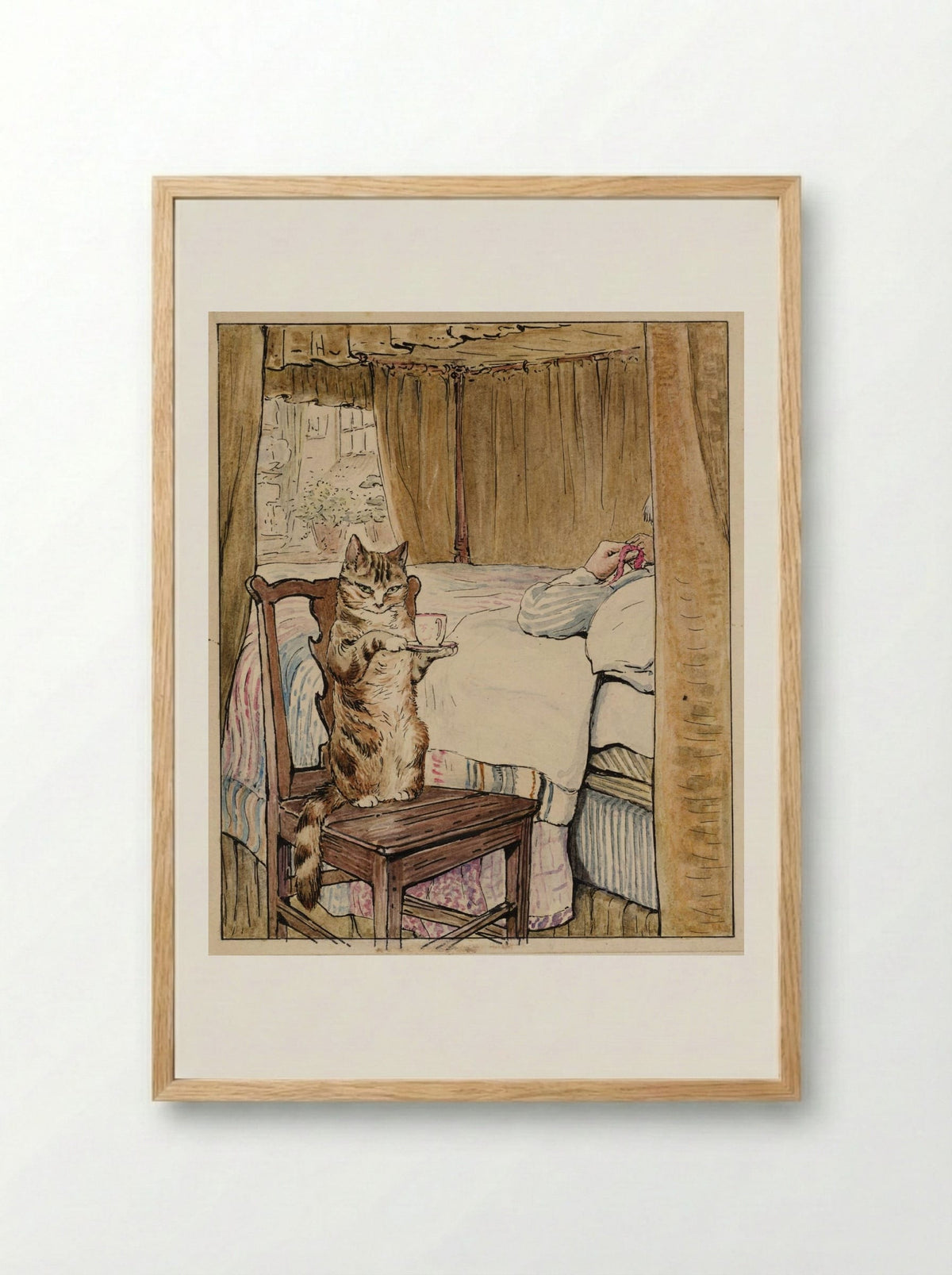 Simpkin at the Tailor’s Bedside - Beatrix Potter - Framed Print Wood