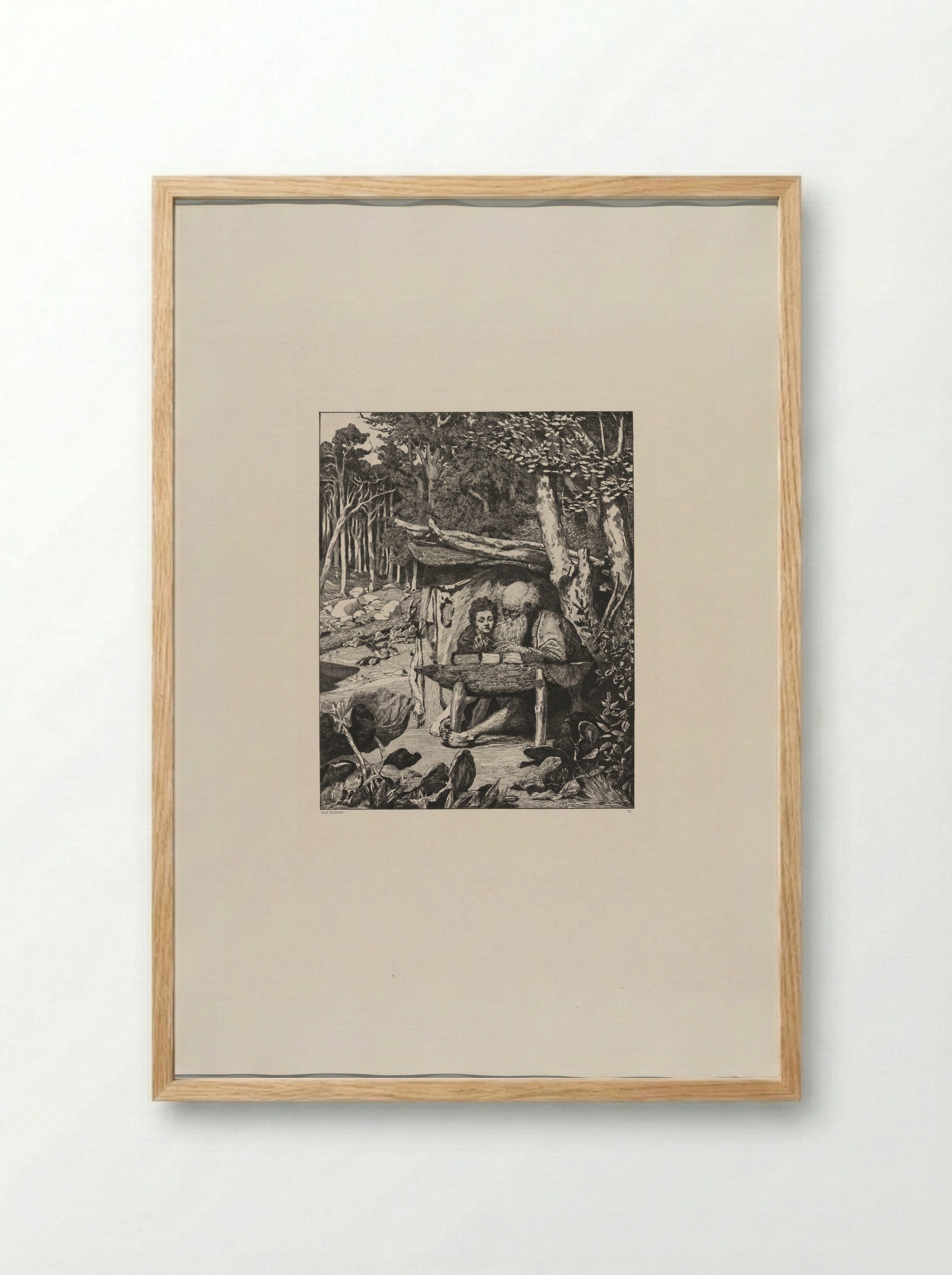 Simplicius' Writing Lesson - Max Klinger - Framed Print Wood