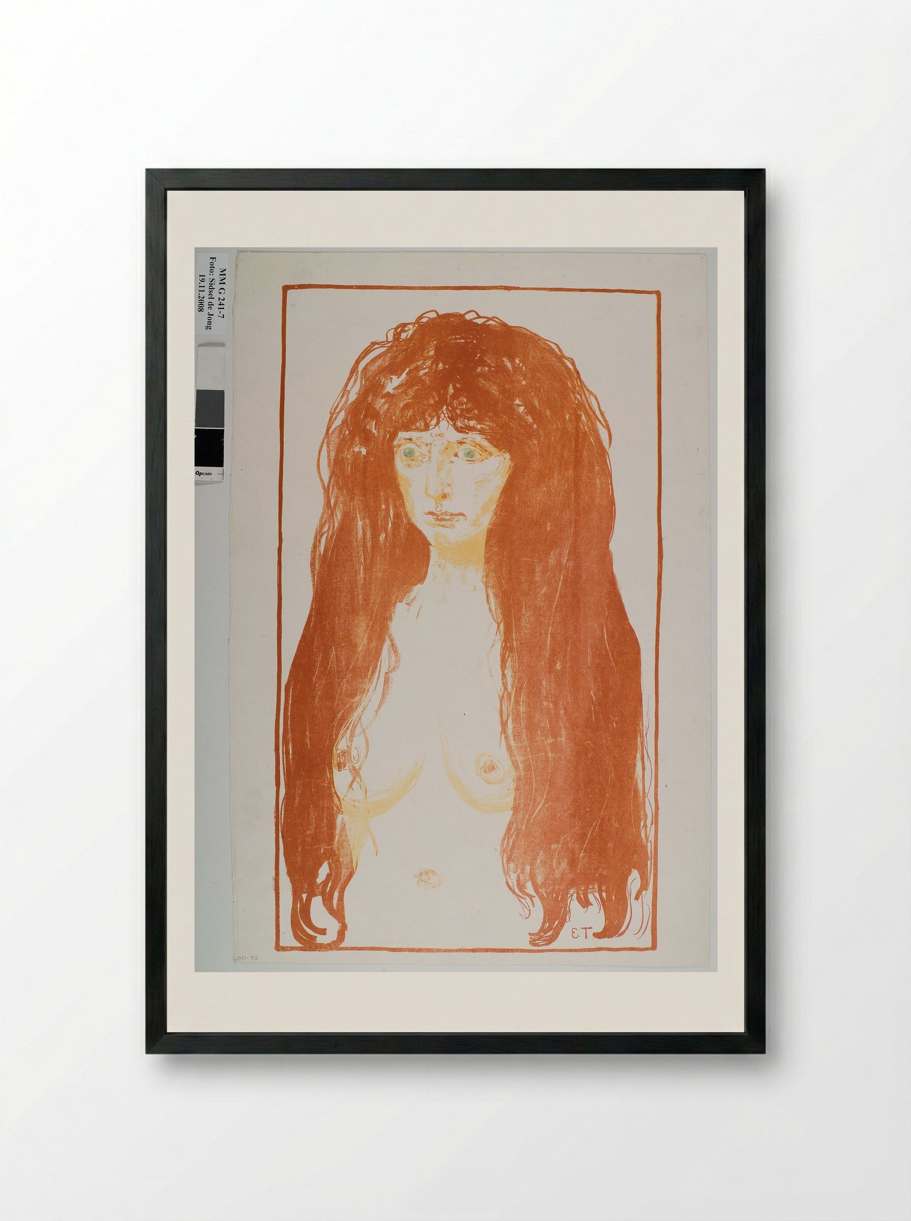Sin (Woman with Red Hair and Green Eyes) - Edvard Munch - Framed Print Black