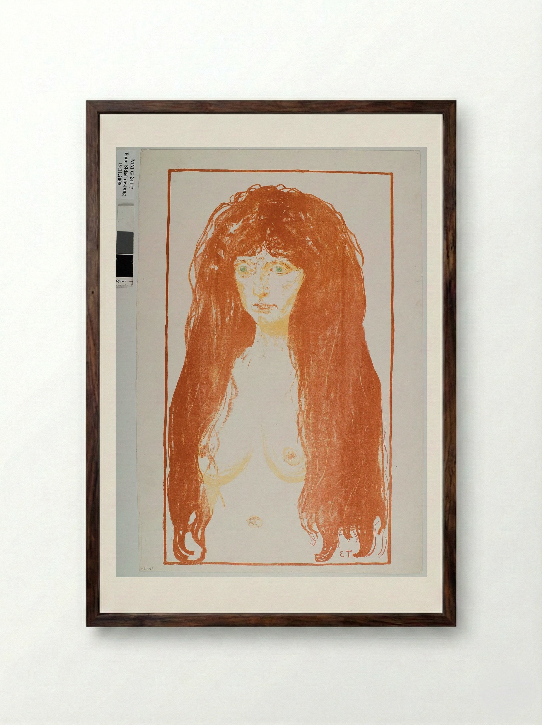 Sin (Woman with Red Hair and Green Eyes) - Edvard Munch - Framed Print Dark Wood