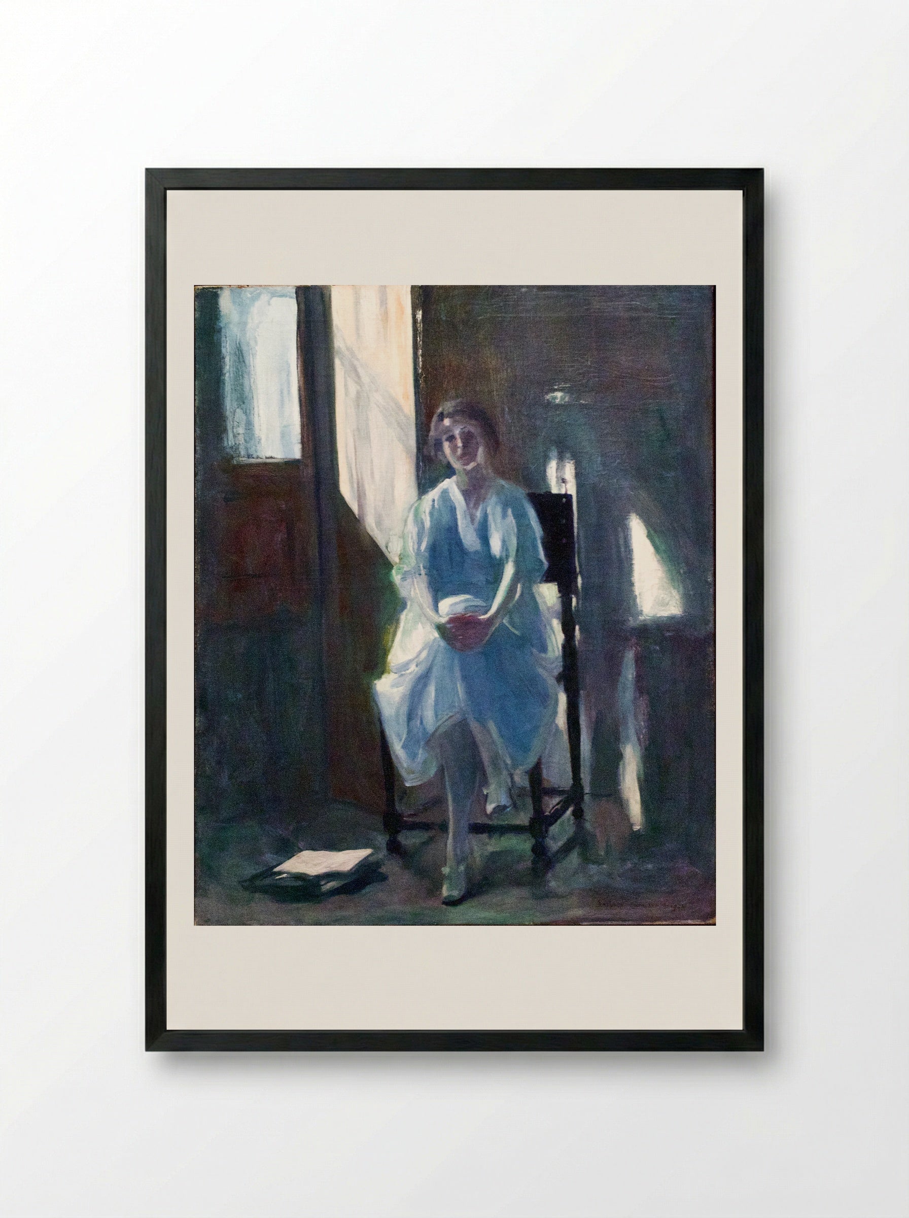 Sinfonia Azul (Maria) - António Carneiro - Framed Print Black