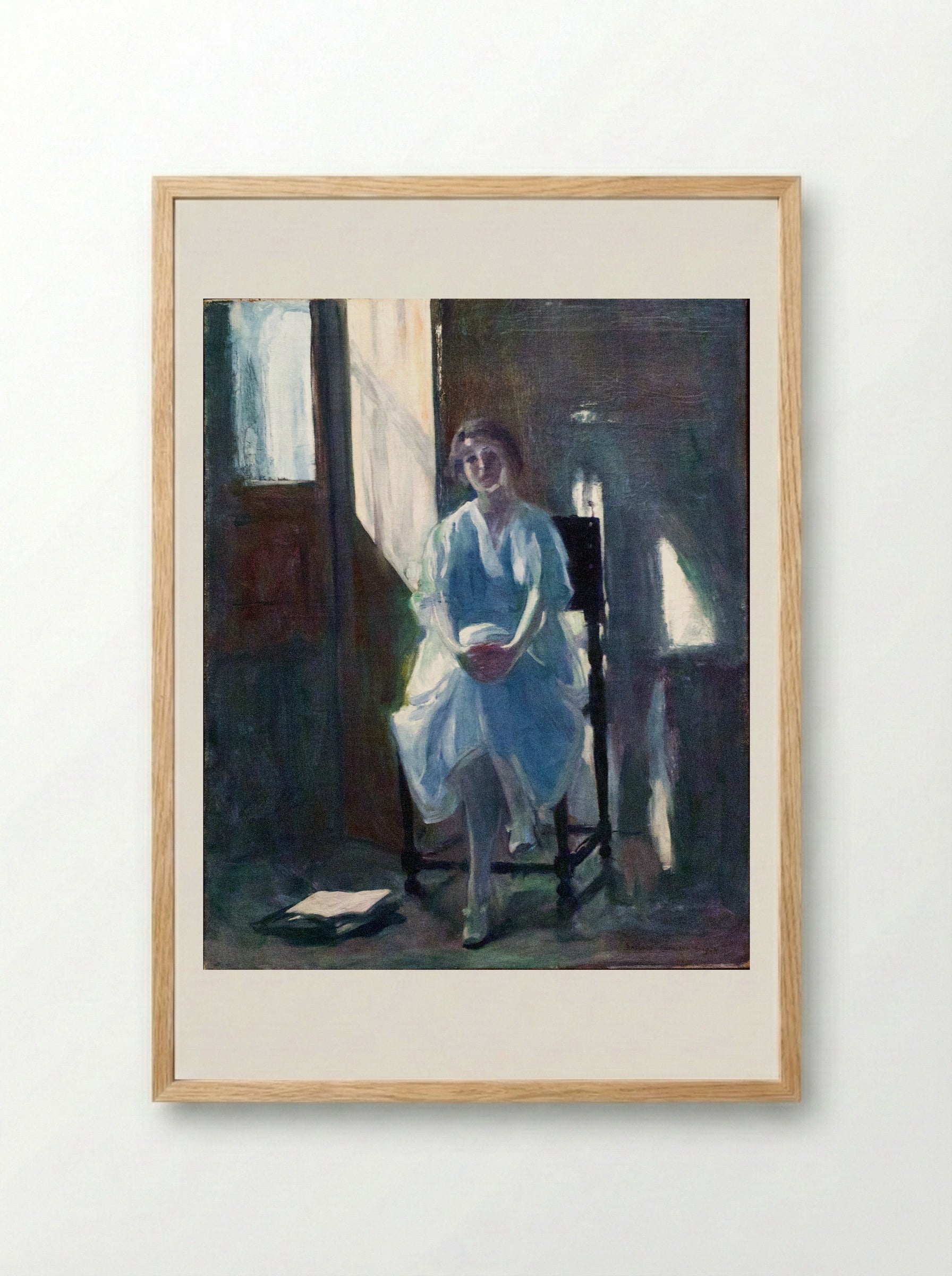 Sinfonia Azul (Maria) - António Carneiro - Framed Print Wood