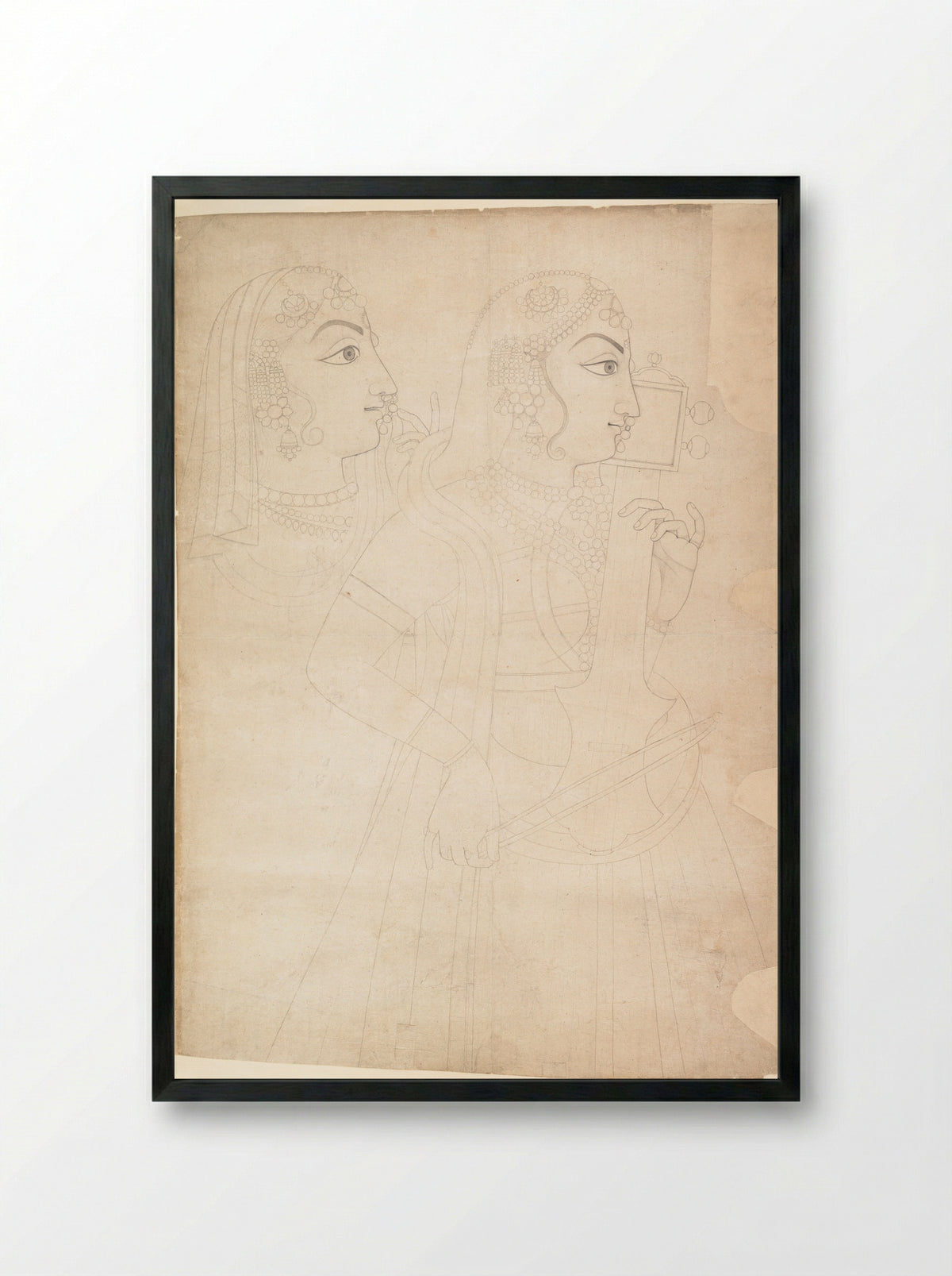 Singer and Sarinda Player - Sahib Ram - Framed Print Black