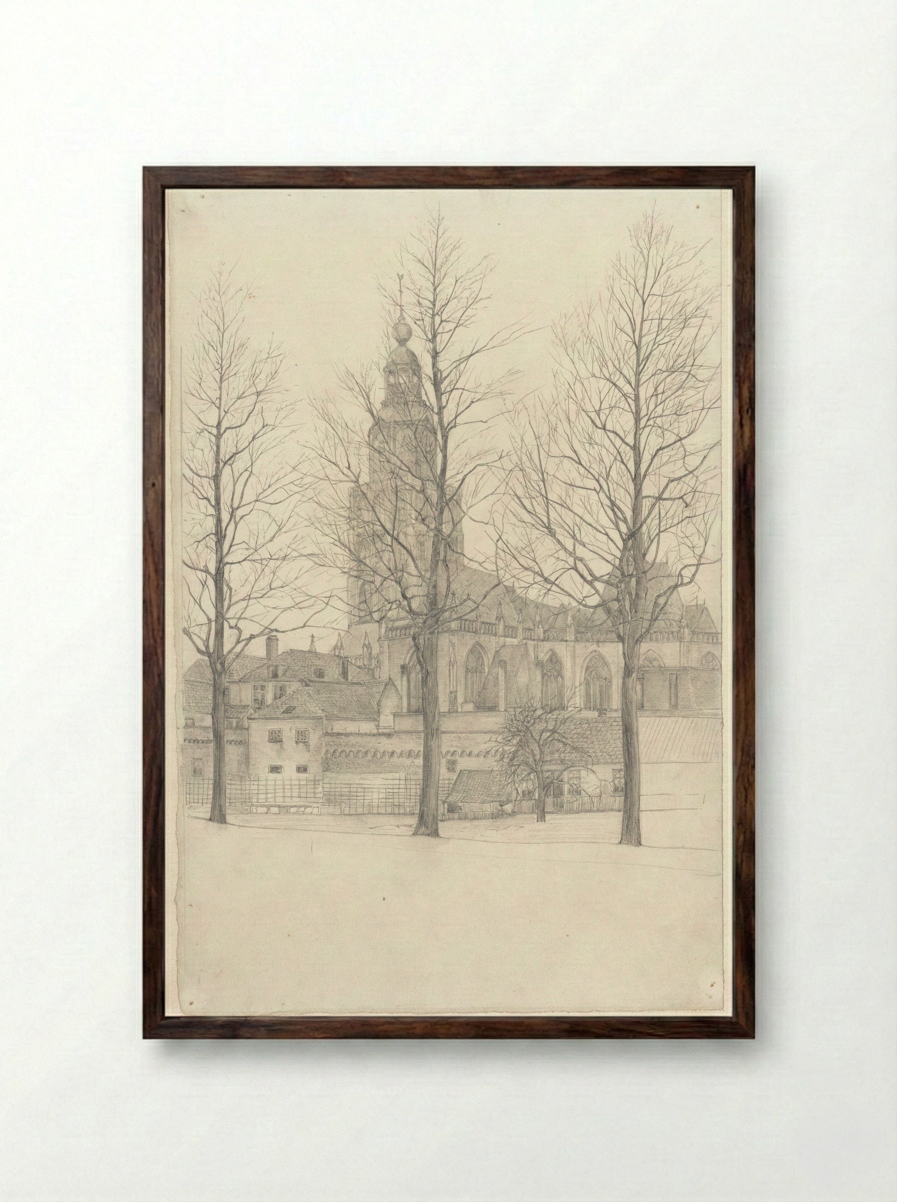 Sint Walburgskerk te Zutphen - Johanna Quirina van Regteren Altena - Framed Print Dark Wood