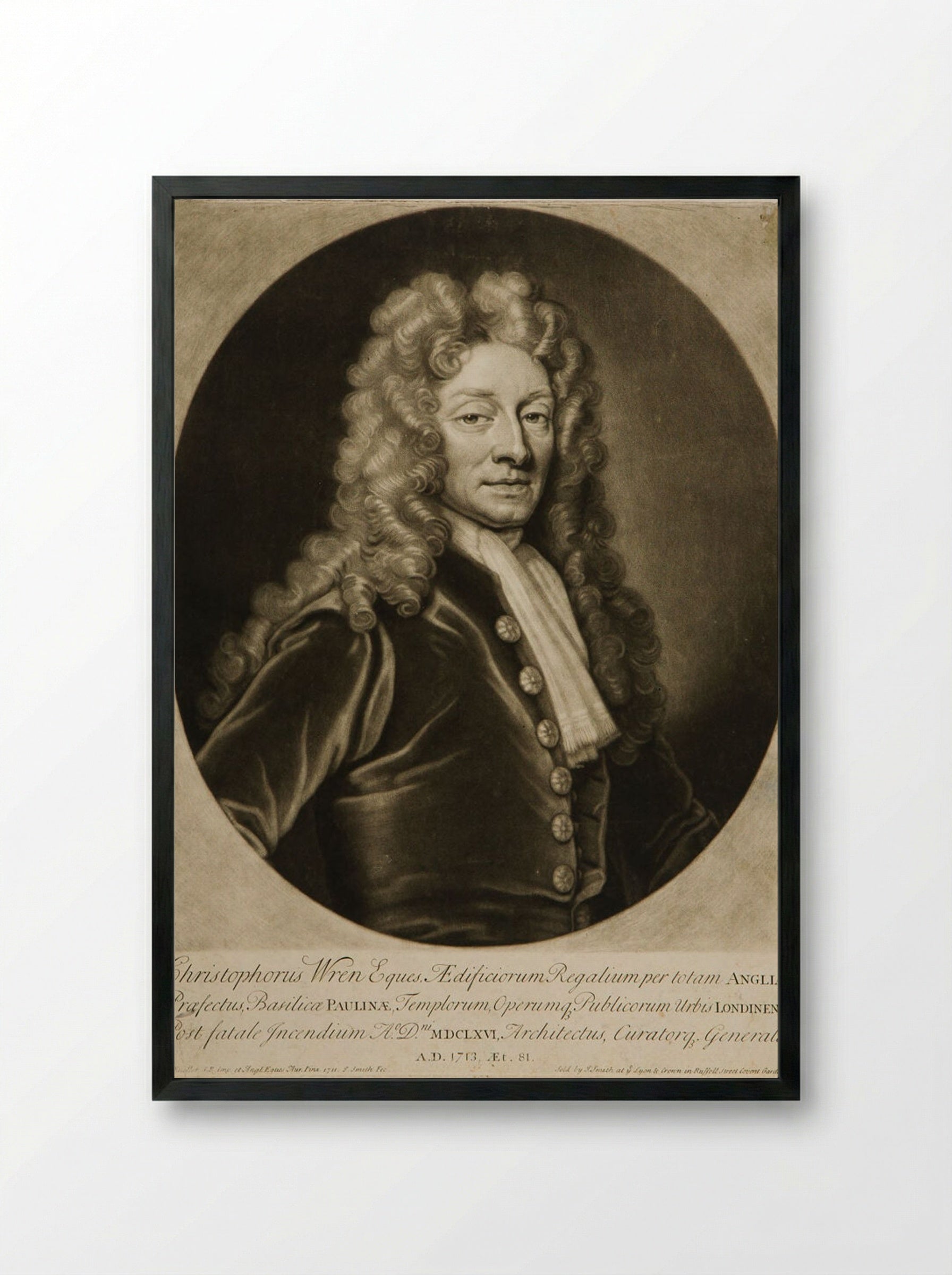 Sir Christopher Wren - John Smith - Framed Print Black