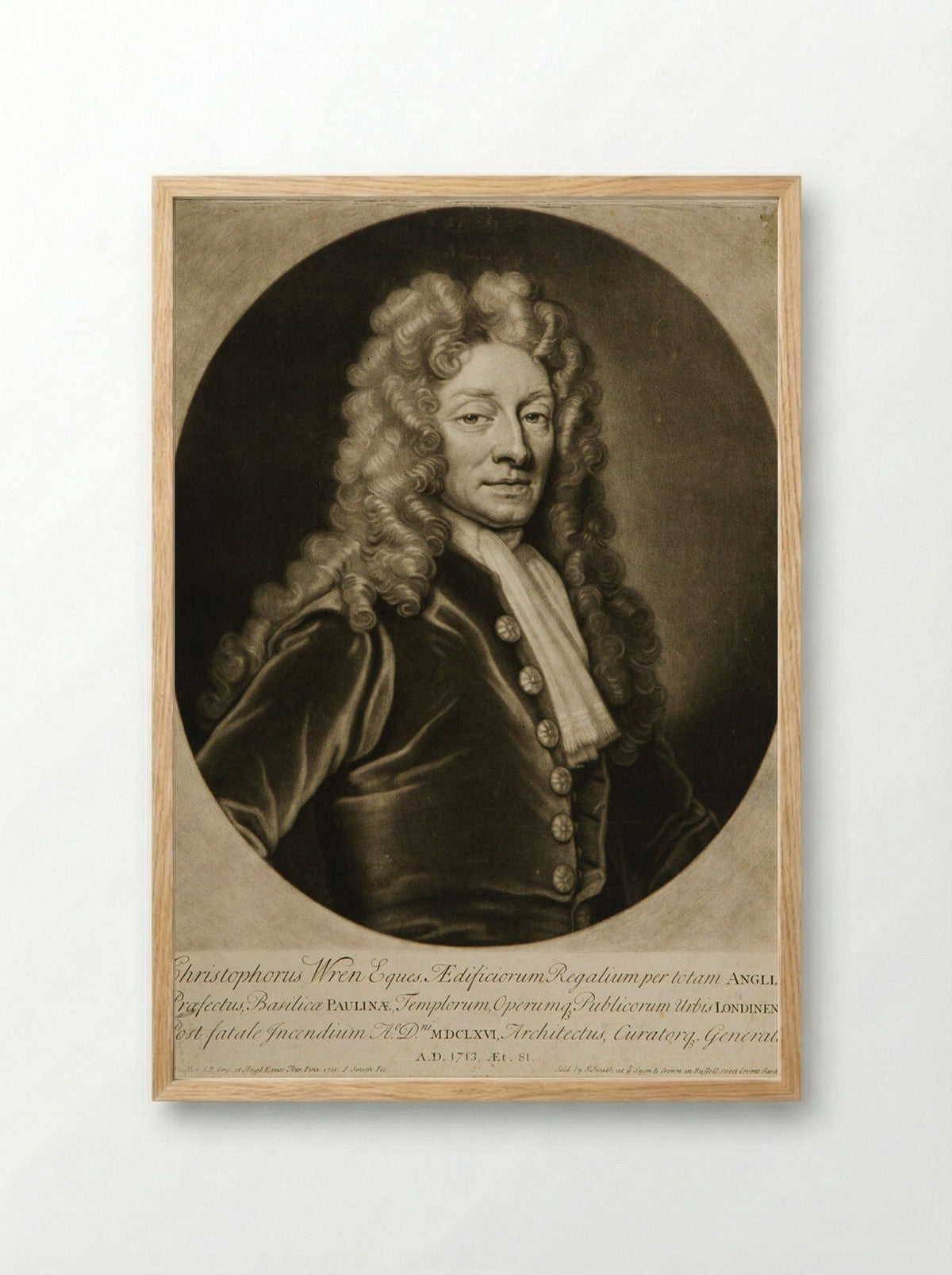Sir Christopher Wren - John Smith - Framed Print Wood