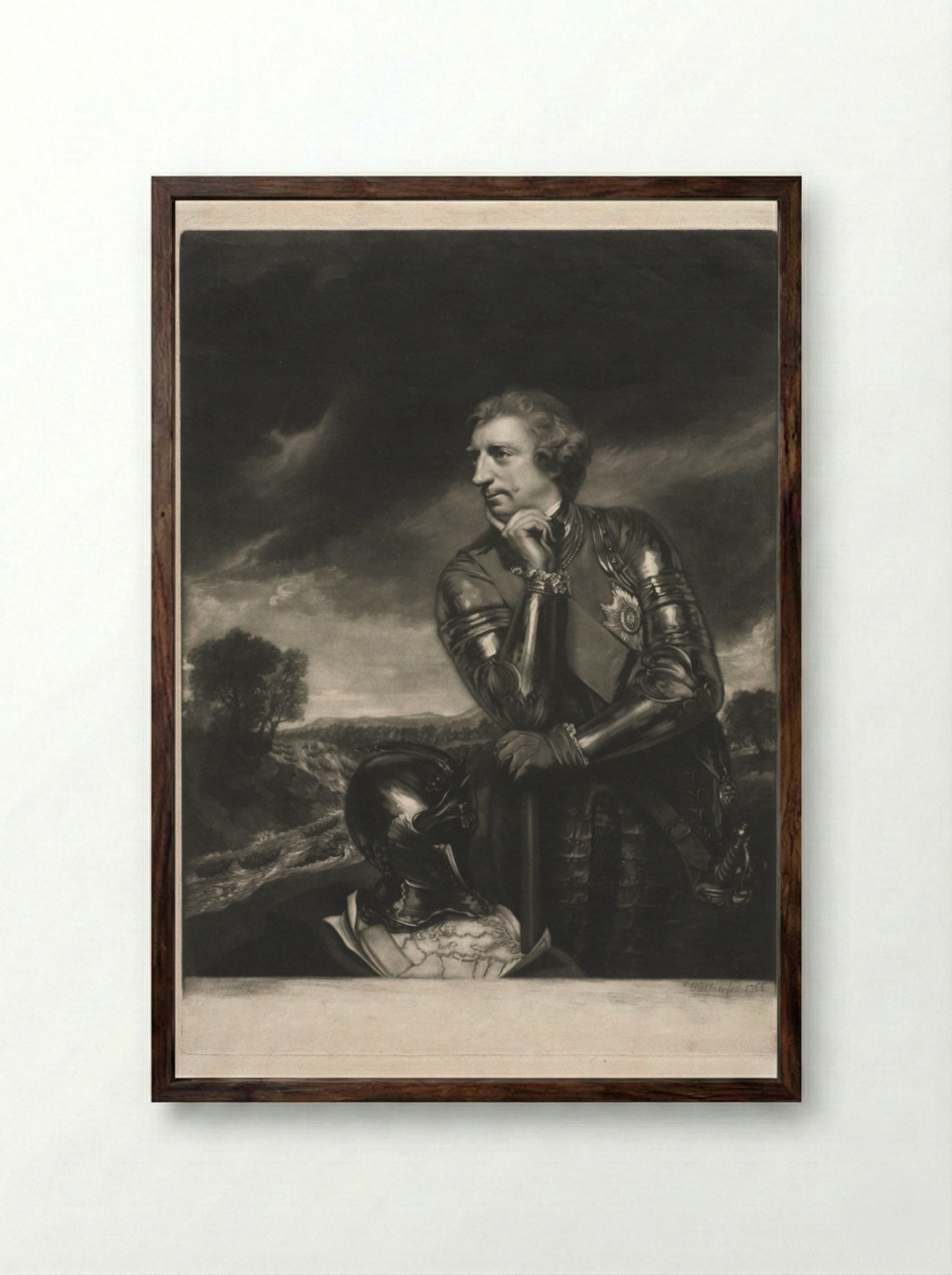 Sir Jeffrey Amherst - James Watson - Framed Print Dark Wood