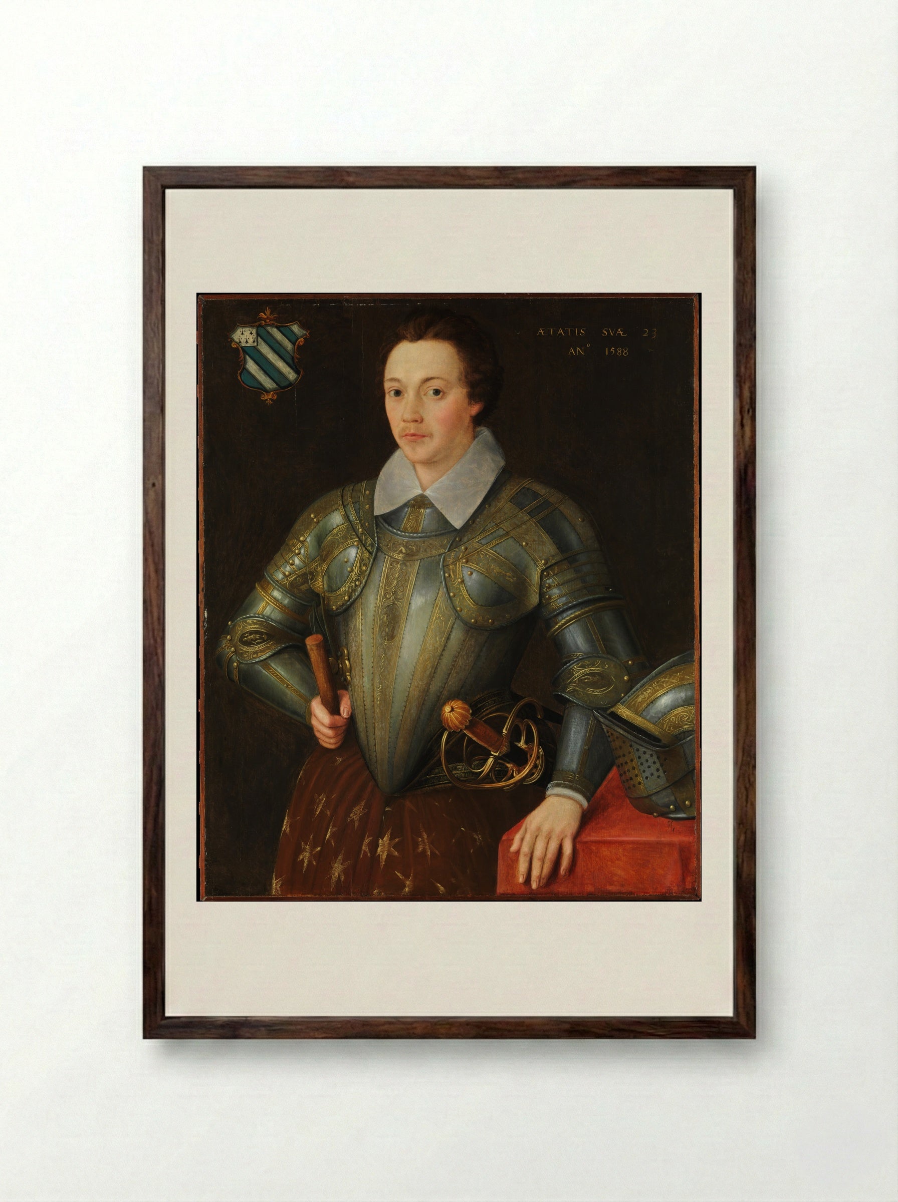 Sir John Shurley of Isfield - British School - Framed Print Dark Wood