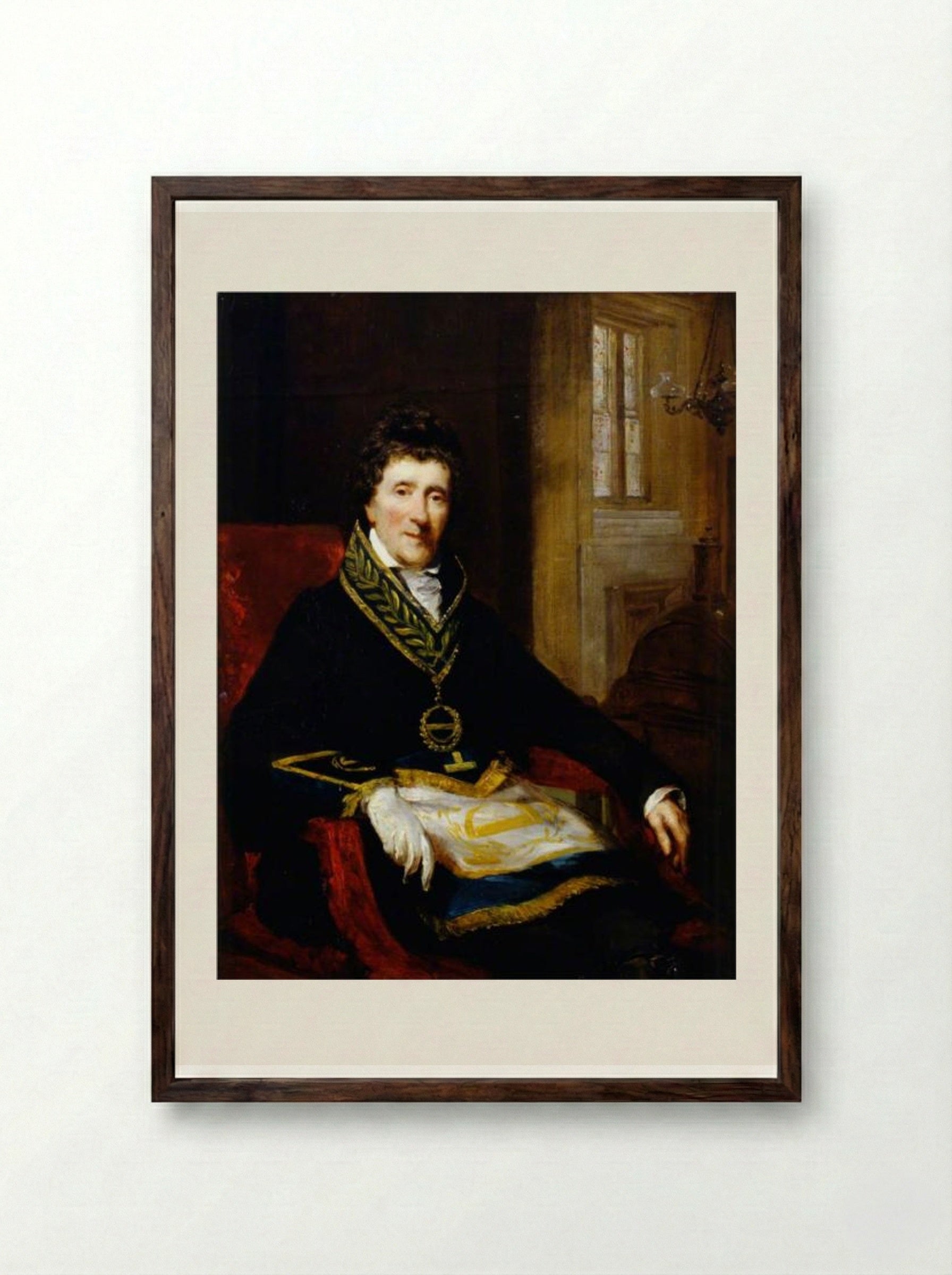 Sir John Soane, in Masonic Costume, as Grand Superintendent and President of the Board of Works - John Jackson - Framed Print Dark Wood
