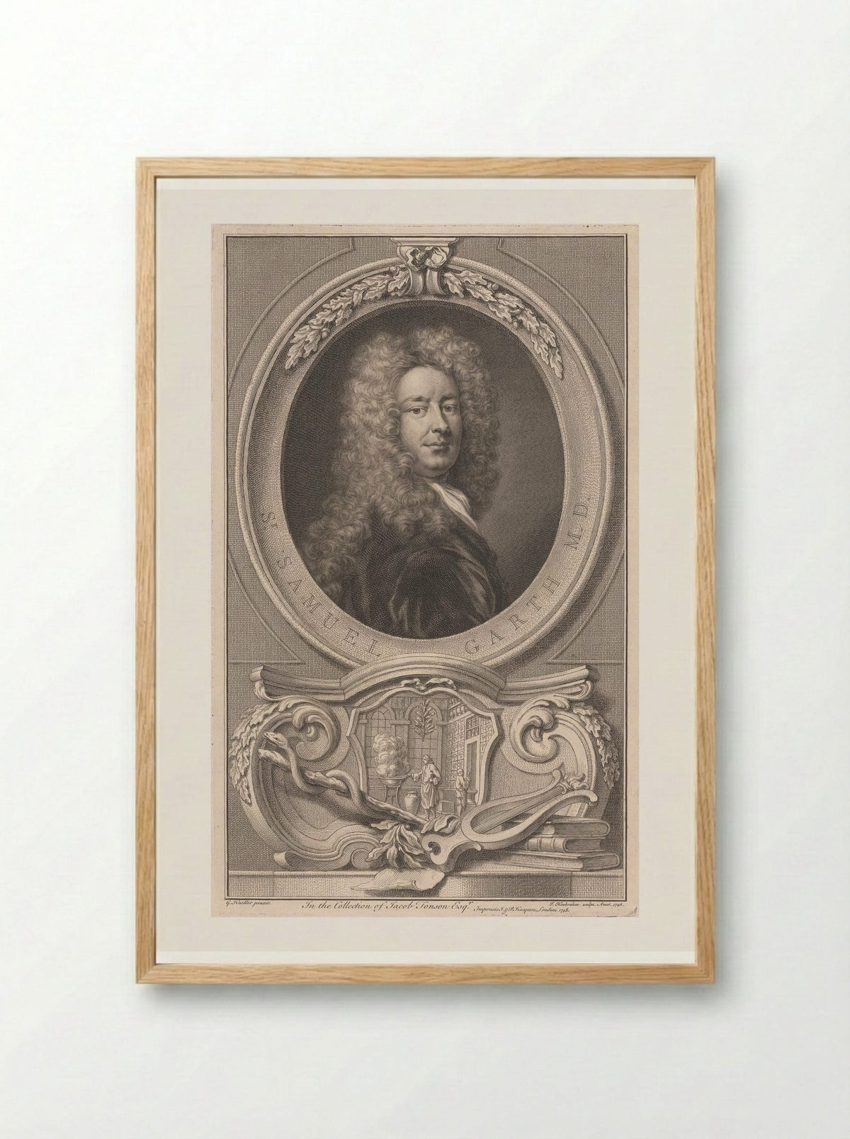 Sir Samuel Garth - Jacobus Houbraken - Framed Print Wood