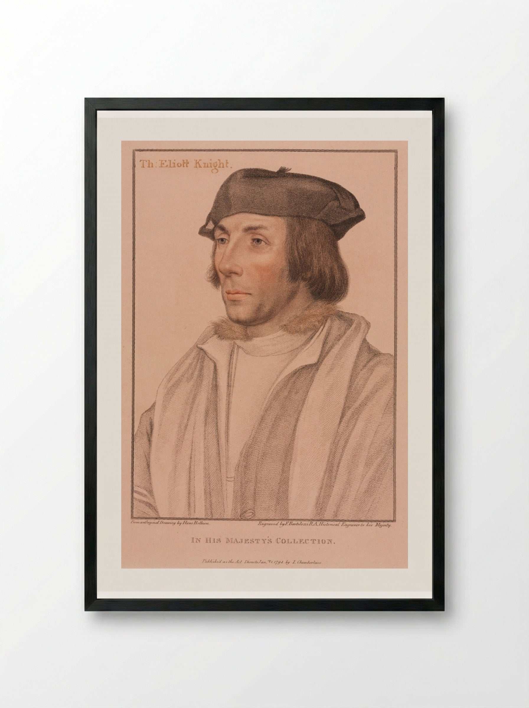 Sir Thomas Elyot - Francesco Bartolozzi - Framed Print Black