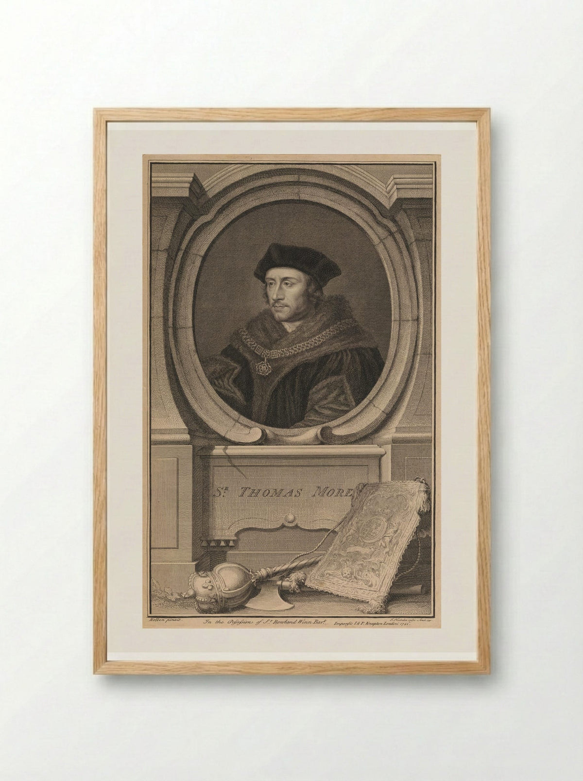 Sir Thomas More - Jacobus Houbraken - Framed Print Wood
