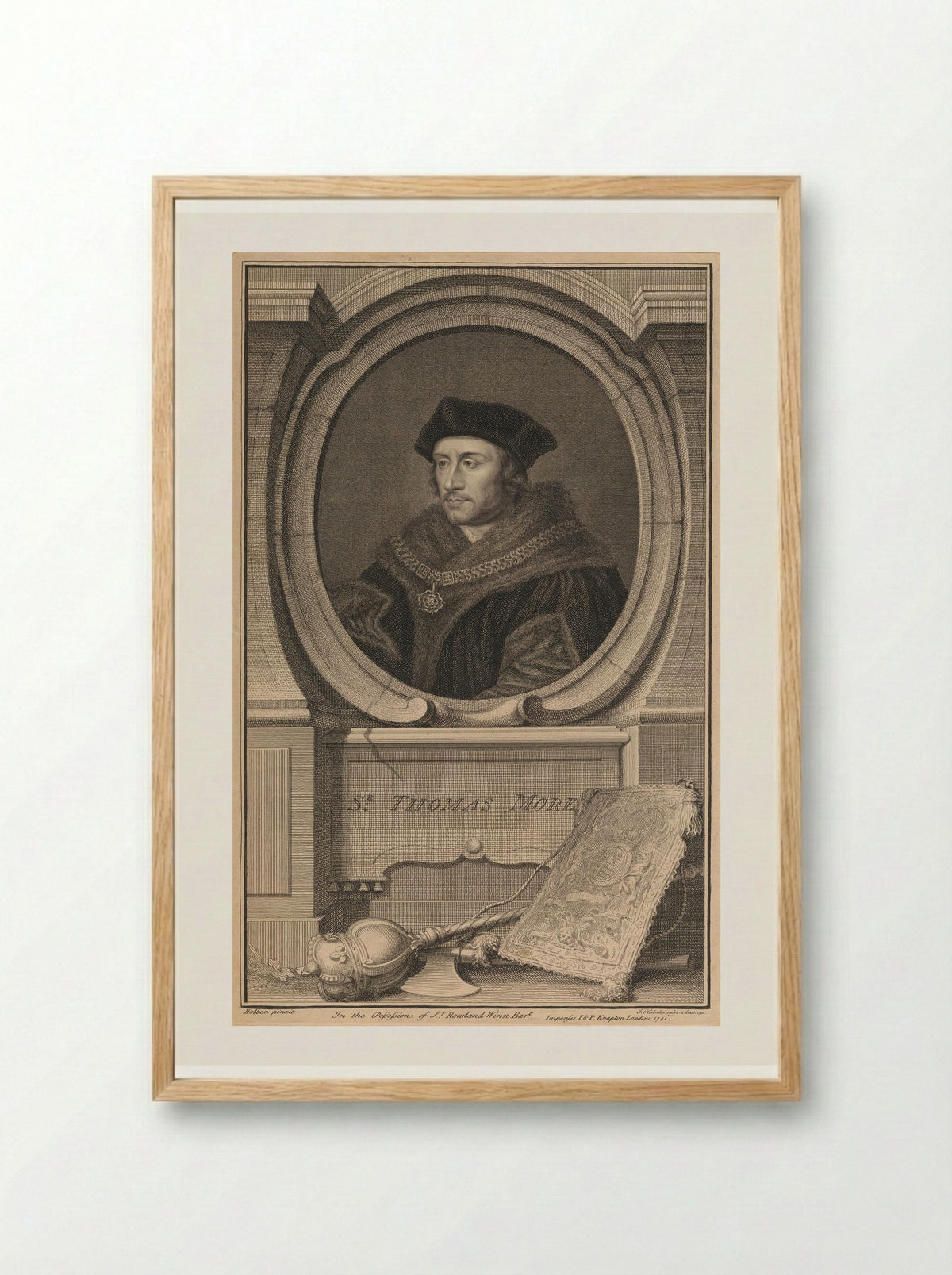 Sir Thomas More - Jacobus Houbraken - Framed Print Wood