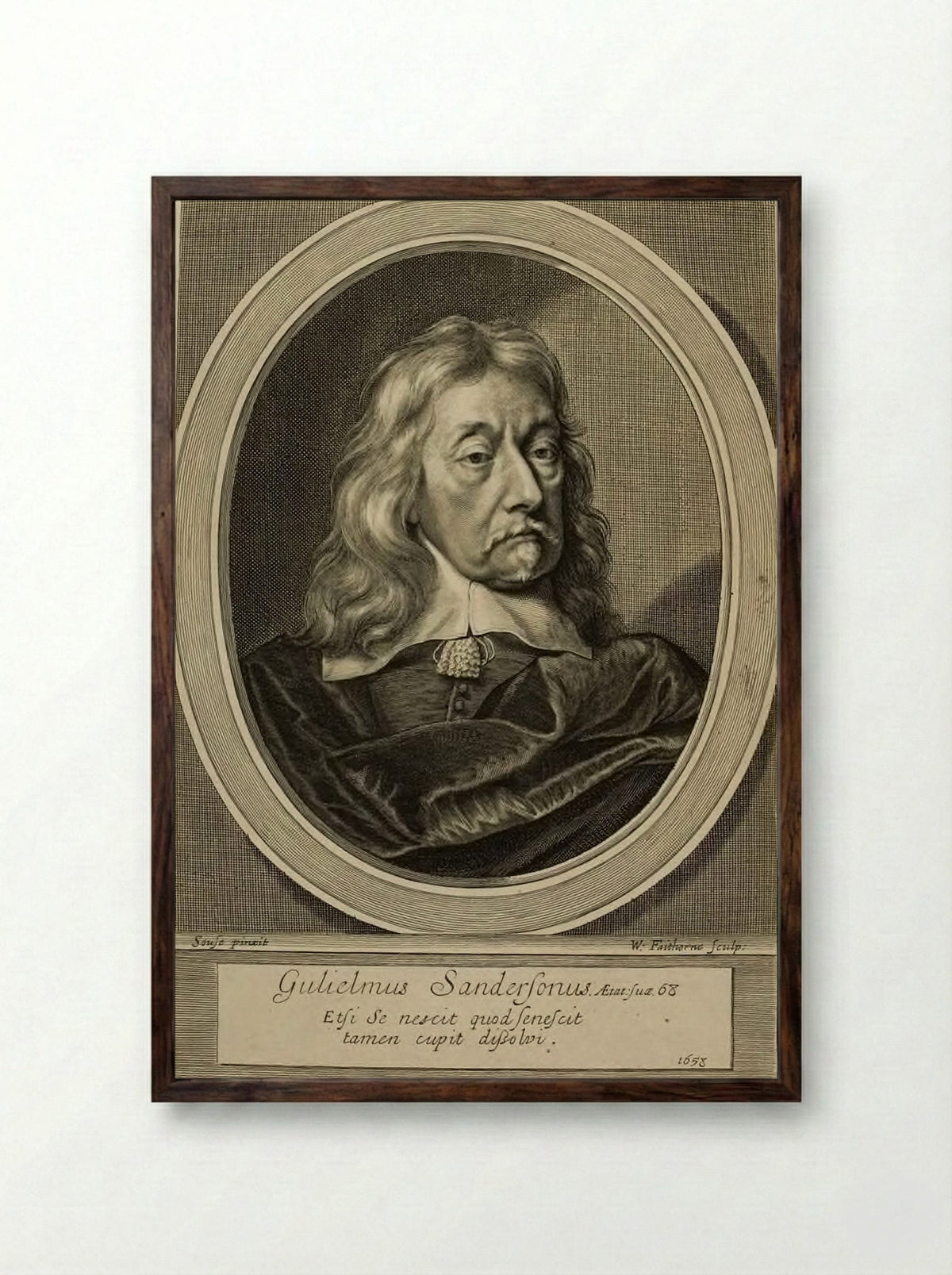 Sir William Sanderson - William Faithorne the Elder - Framed Print Dark Wood