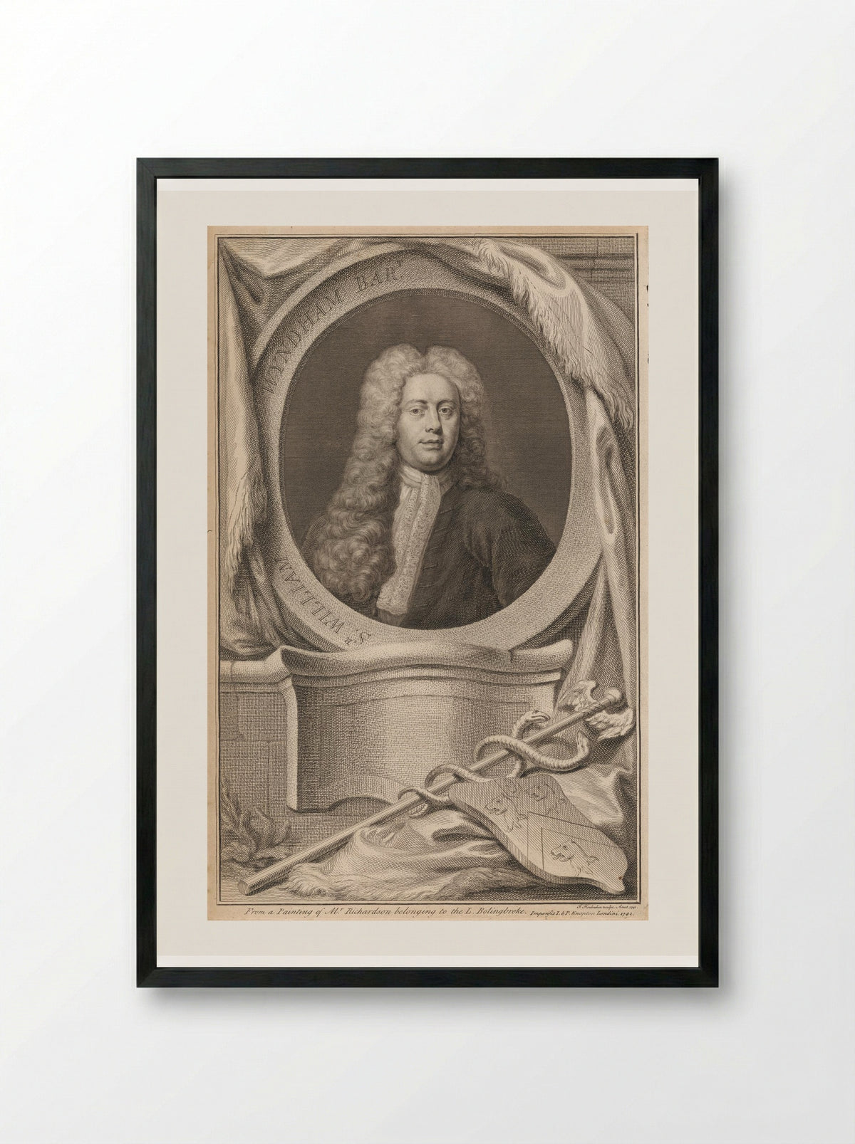 Sir William Wyndham - Jacobus Houbraken - Framed Print Black