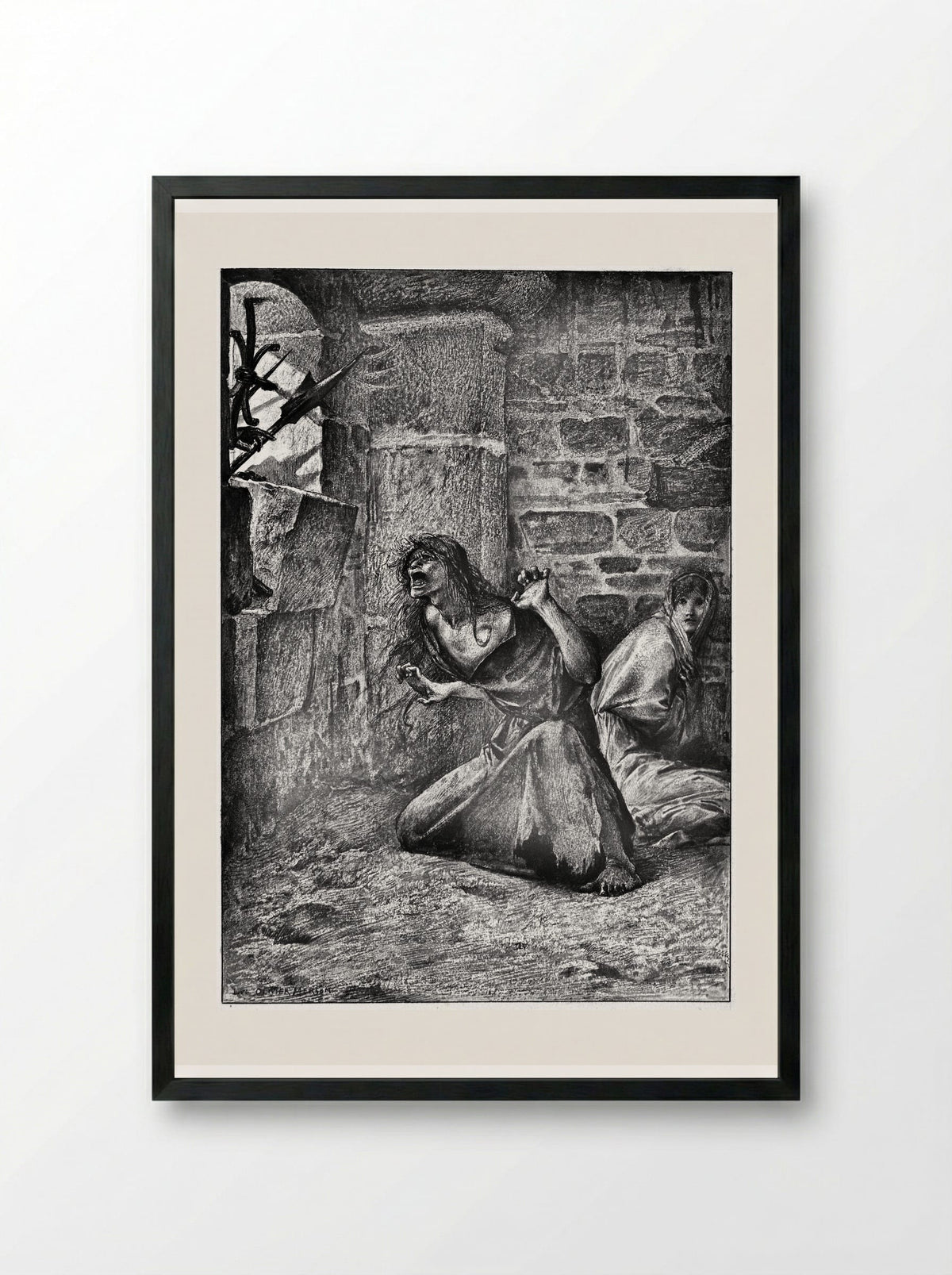 Sister Gudule and Esmeralda - Luc-Olivier Merson - Framed Print Black
