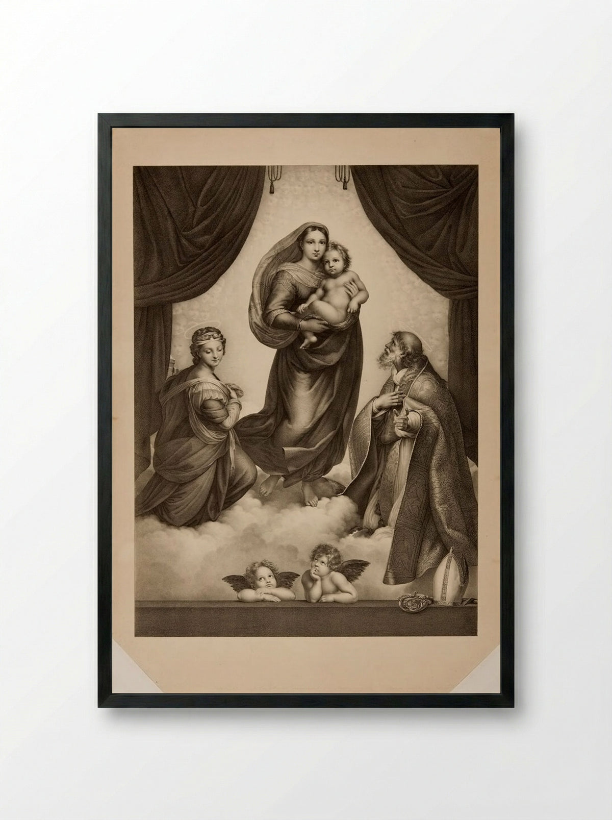 Sistine Madonna (After Raphael) - Hyacinthe Louis Victor J.-B. Aubry-Lecomte - Framed Print Black