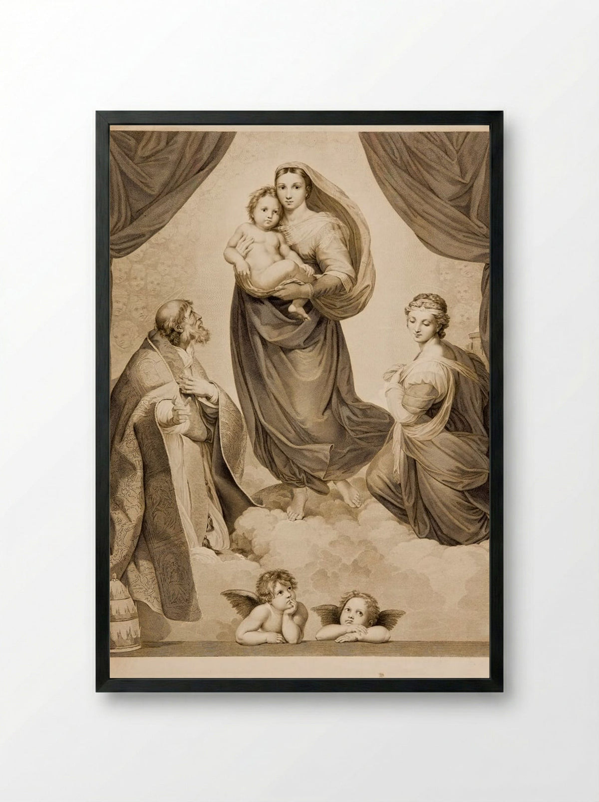 Sistine Madonna - Johann Friedrich Wilhelm Müller - Framed Print Black