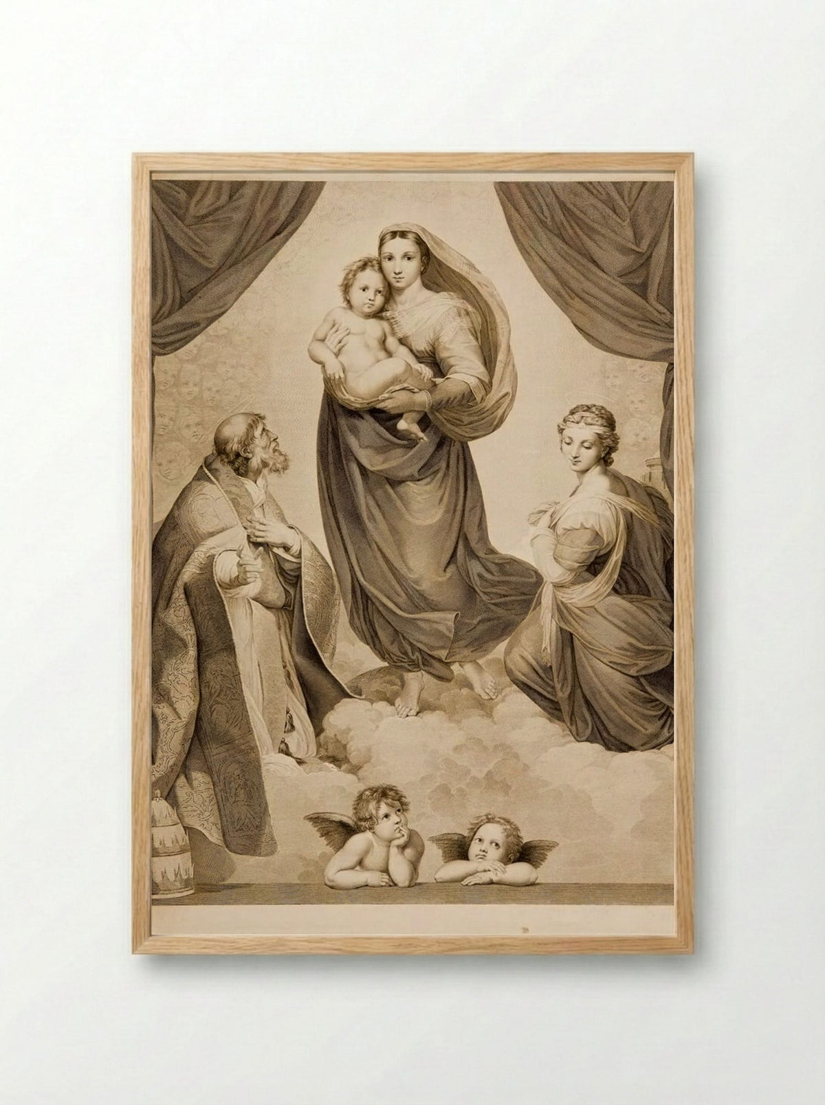 Sistine Madonna - Johann Friedrich Wilhelm Müller - Framed Print Wood