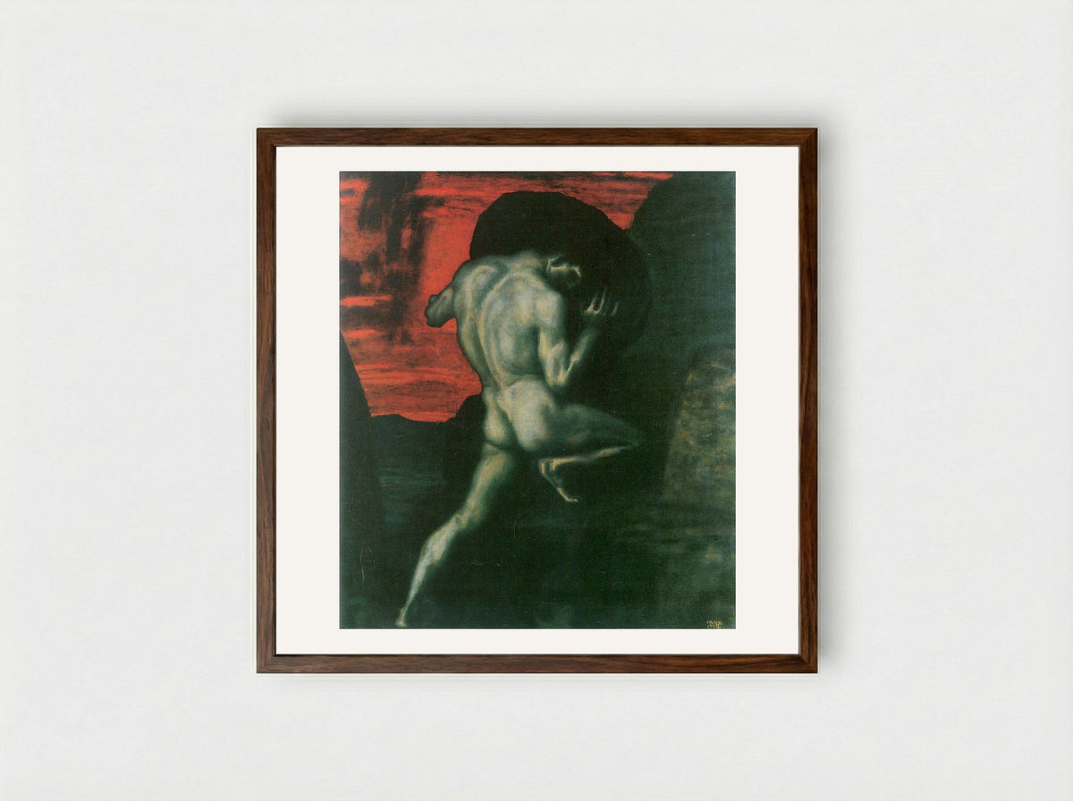 Sisyphus - Franz von Stuck - Framed Print Dark Wood
