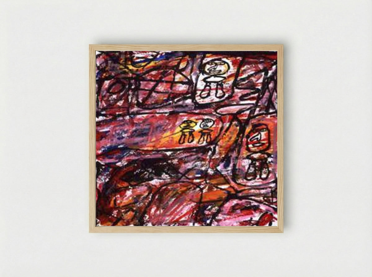 Site with four characters - Jean Dubuffet - Framed Print Wood