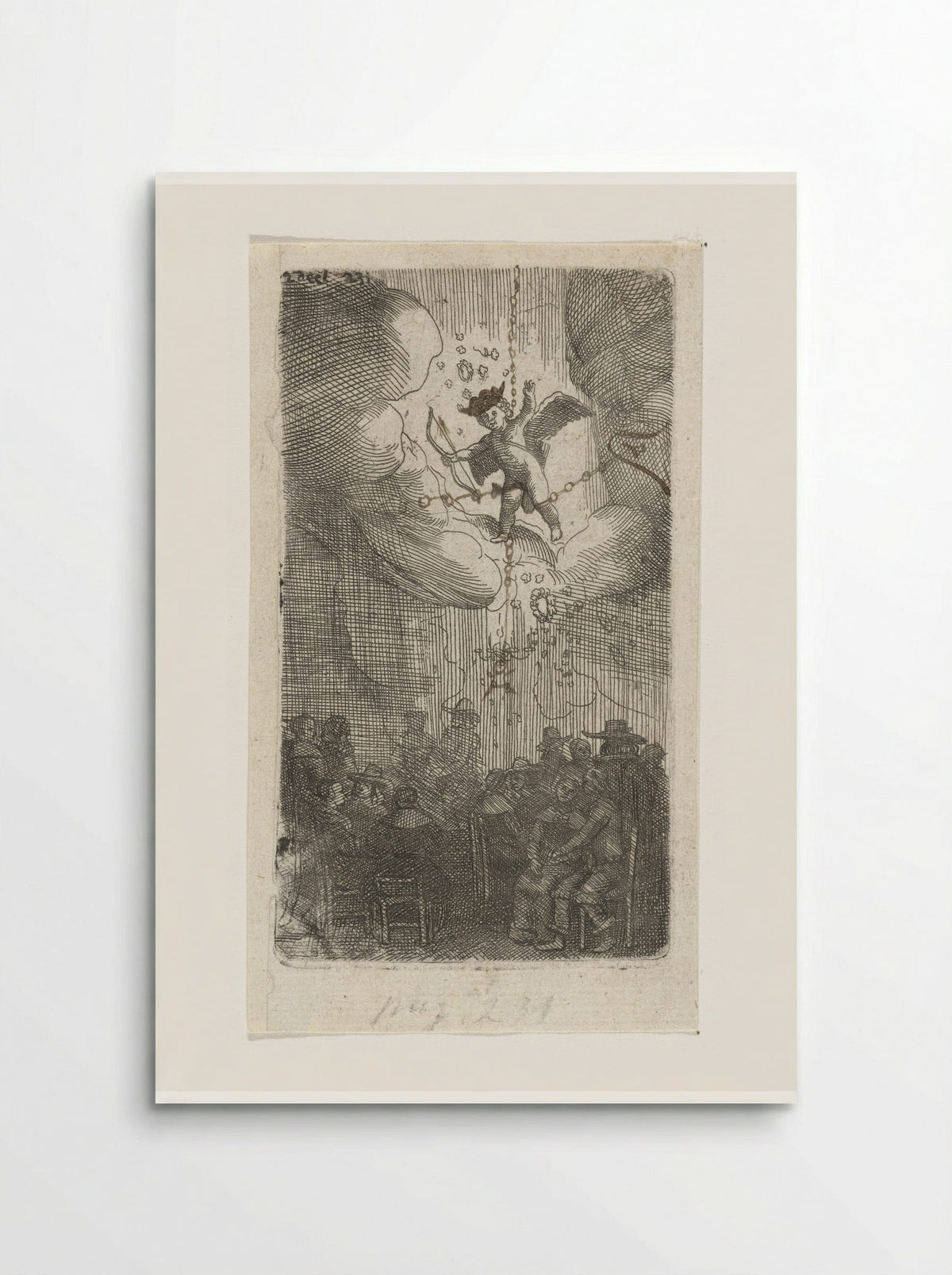 Sitting Couples Beneath Cupid in the Clouds - Samuel van Hoogstraten - Poster
