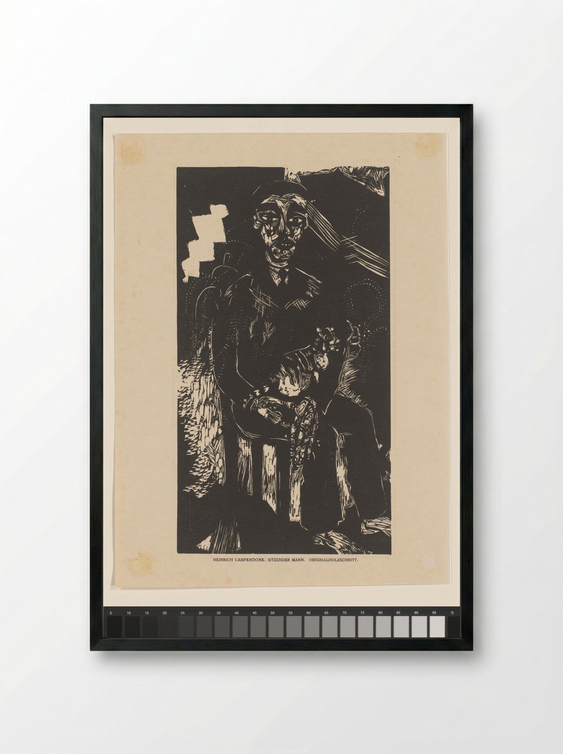 Sitzender Mann mit Katze auf dem Schoss - Heinrich Campendonk - Framed Print Black