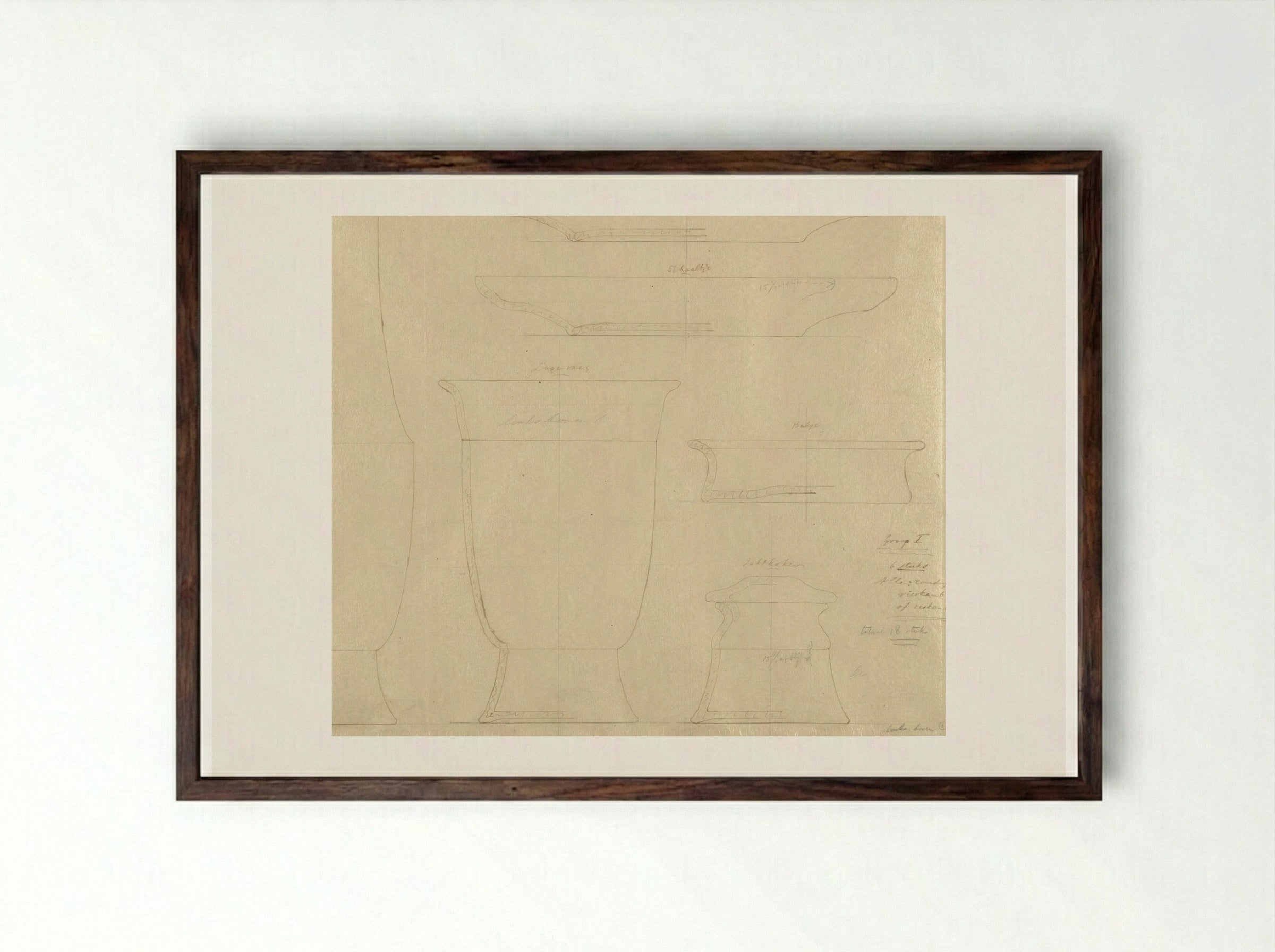 Six Designs for Earthenware Vessels - Theo Colenbrander - Framed Print Dark Wood