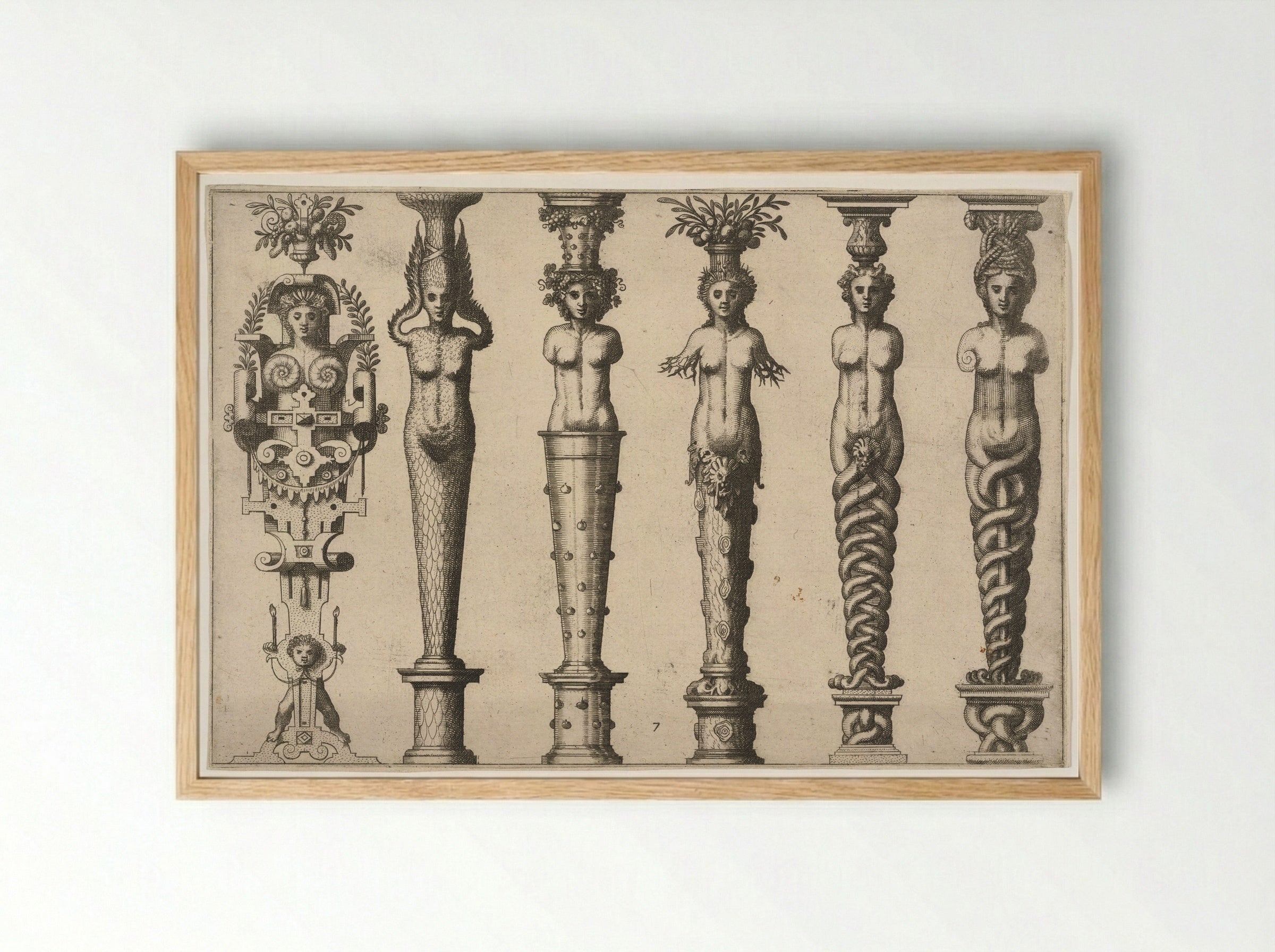 Six Female Caryatids - Hans Vredeman de Vries - Framed Print Wood