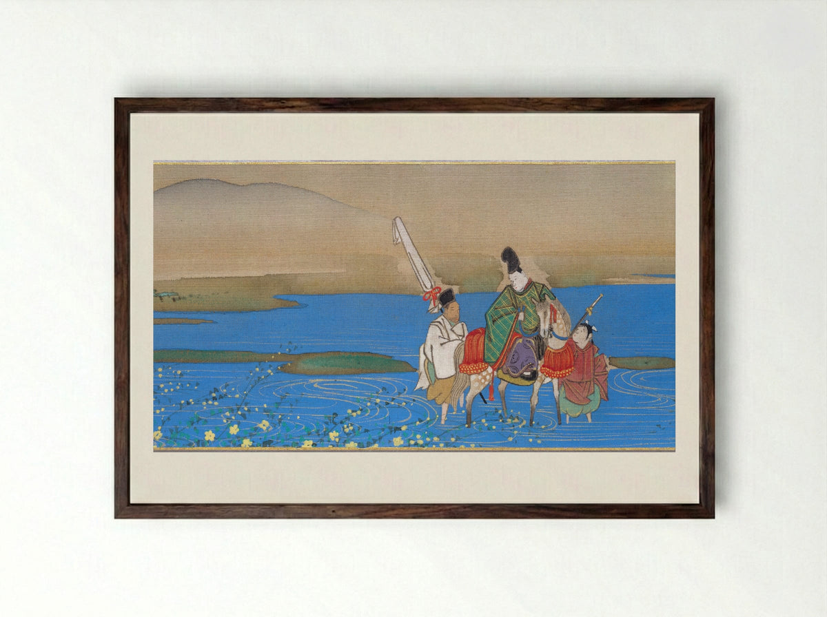 Six Jewel Rivers - Sakai Ōho - Framed Print Dark Wood
